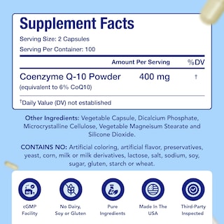 Foto 4 | Cápsulas De 400 Mg De Coq10 | Coenzima Q10 Apta Para Veganos, 400 Mg Por Porción, De Suplemento De U - Venta Intern