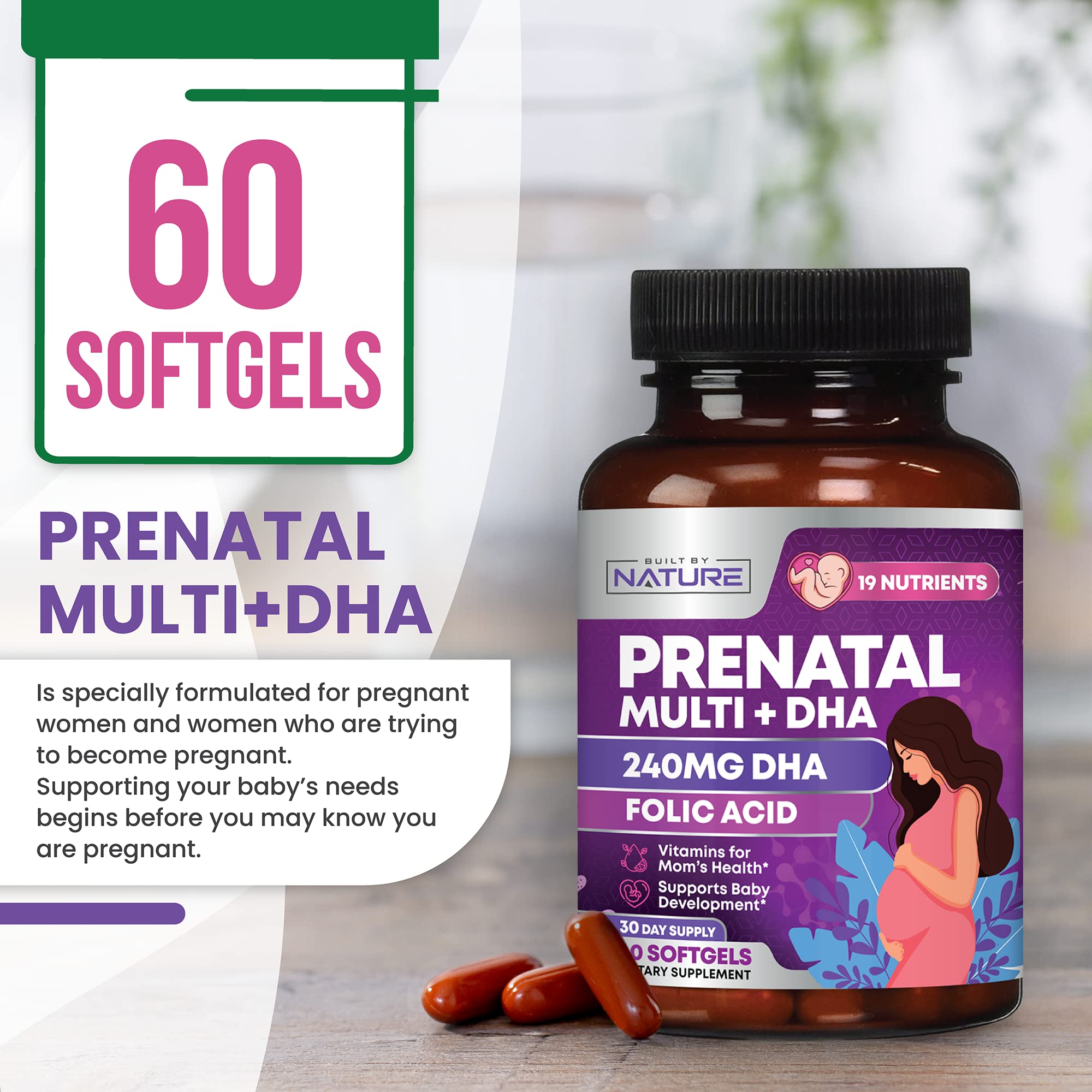 Foto 6 | Vitaminas Prenatales Elaboradas Por La Naturaleza Con Dha Y Ácido Fólico 60 Cápsulas Blandas - Venta Internacional.