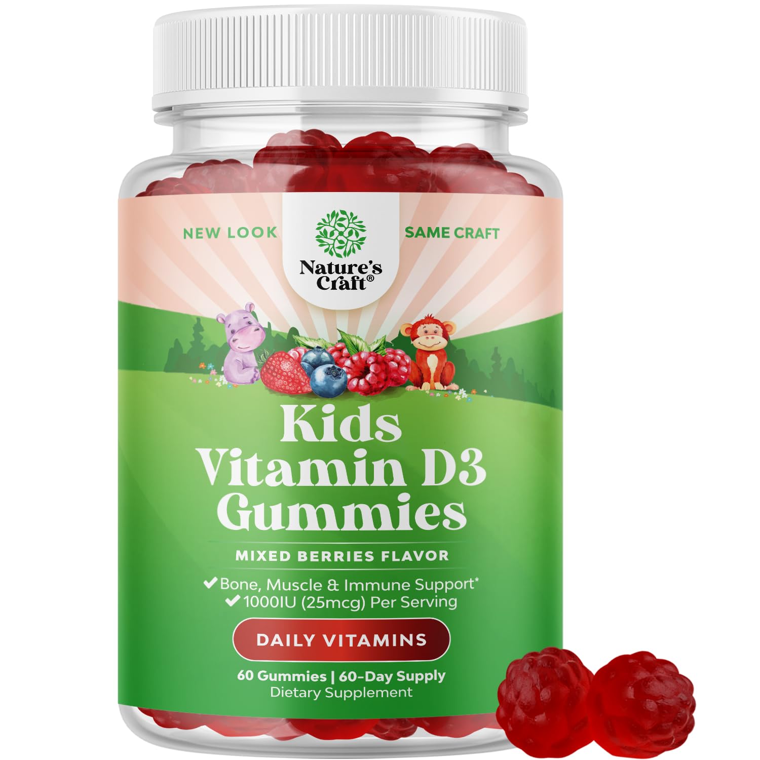 Foto 1 | Gomitas De Vitamina D Natures Craft De 1000 Ui Para Niños, 60 Unidades Masticables - Venta Internacional.