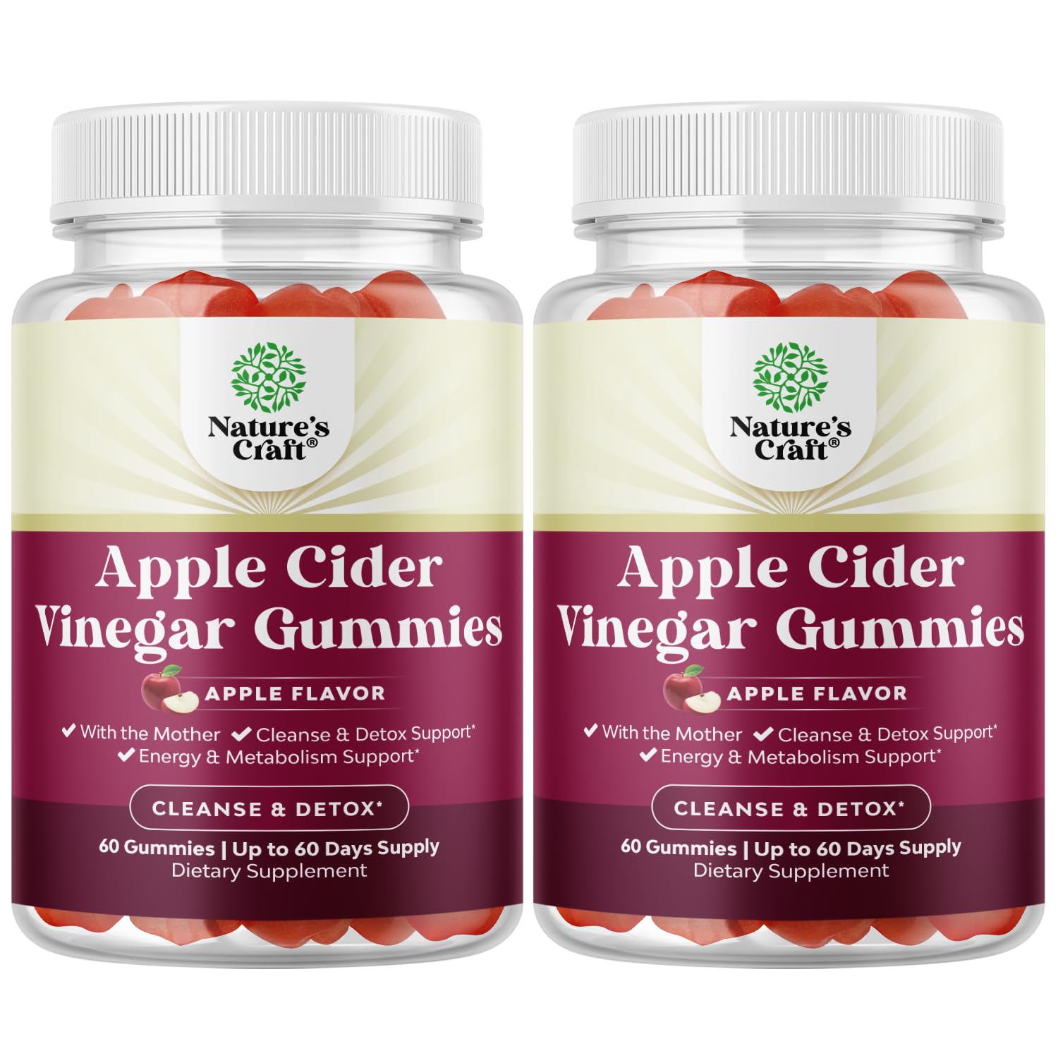 Foto 1 | Paquete De 2 Gomitas De Vinagre De Sidra De Manzana Supplement Natures Craft - Venta Internacional.