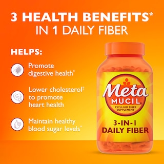 Foto 3 | Suplemento De Fibra Metamucil Psyllium Husk 3 En 1, Digestivo, 160 Unidades - Venta Internacional.