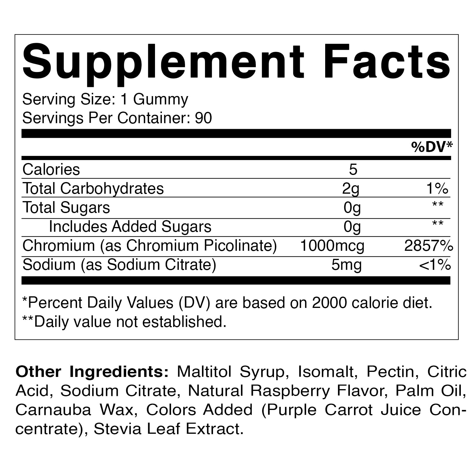 Foto 2 | Suplemento Vitamático De Picolinato De Cromo 1000 Mcg 90 Gomitas - Venta Internacional.