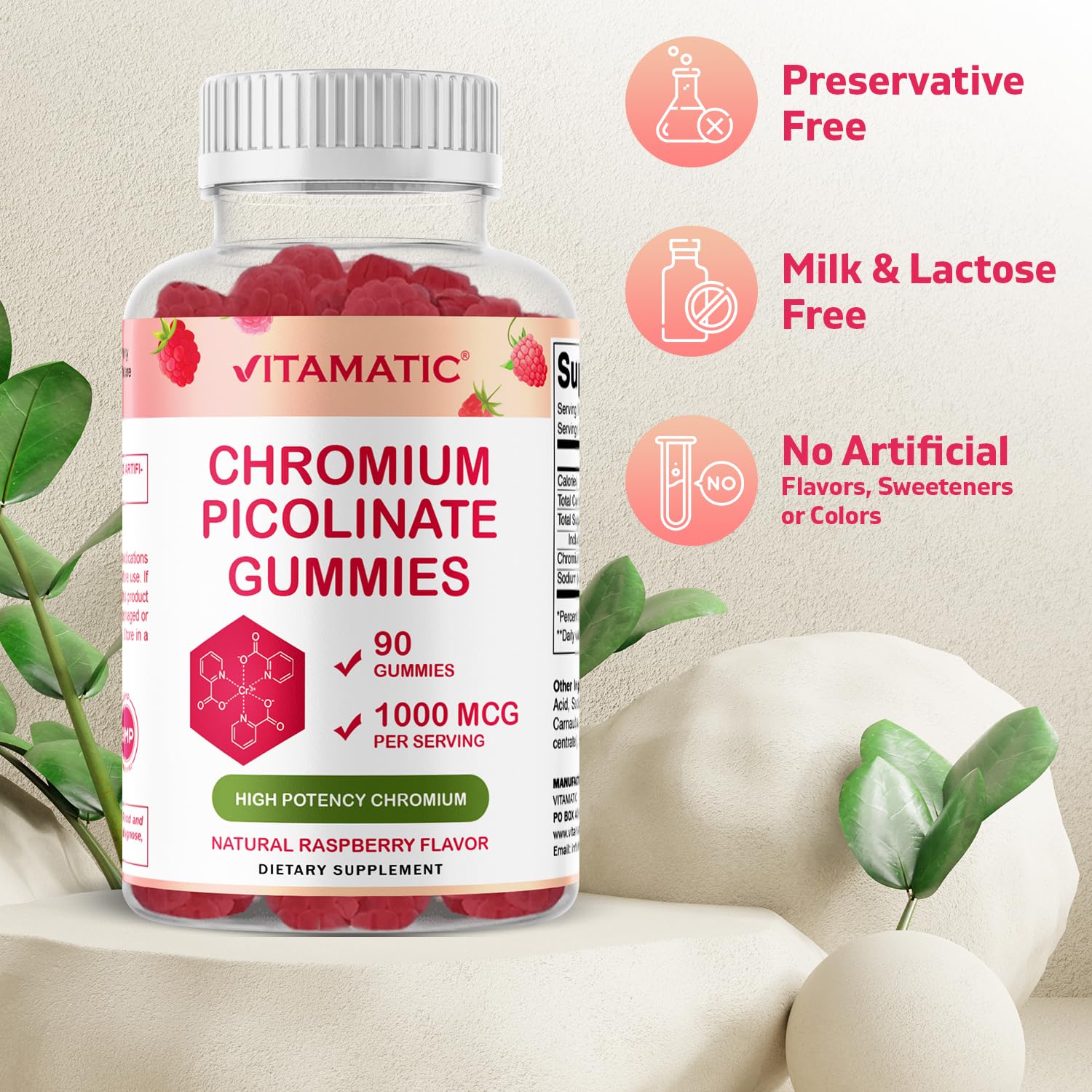 Foto 4 | Suplemento Vitamático De Picolinato De Cromo 1000 Mcg 90 Gomitas - Venta Internacional.