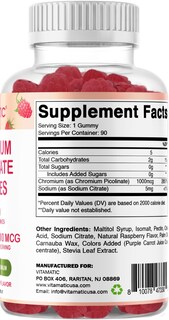Foto 5 | Suplemento Vitamático De Picolinato De Cromo 1000 Mcg 90 Gomitas - Venta Internacional.