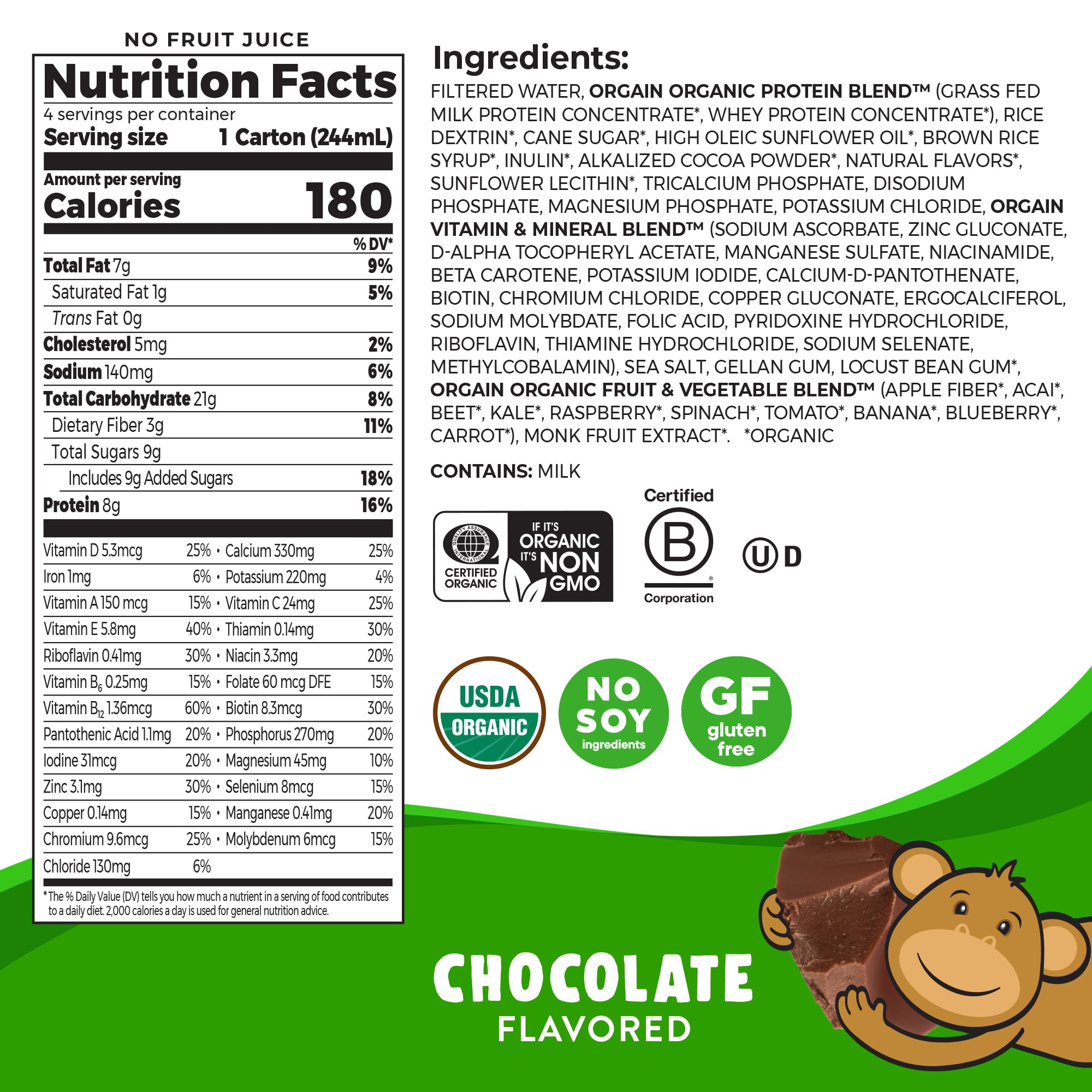 Foto 3 pulgar | Batido Nutricional De Proteínas Orgain Orgain Organic Kids Chocolate 244 Ml - Venta Internacional.