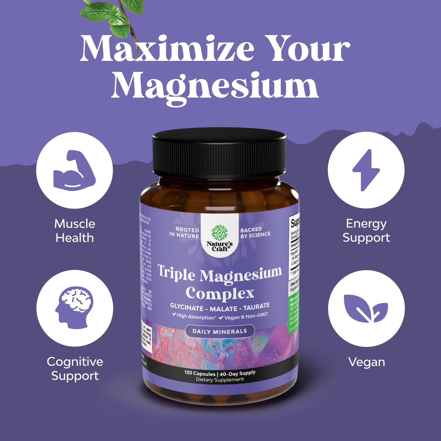 Foto 3 | Suplemento Natures Craft Triple Magnesio Complex 400 Mg - Venta Internacional.