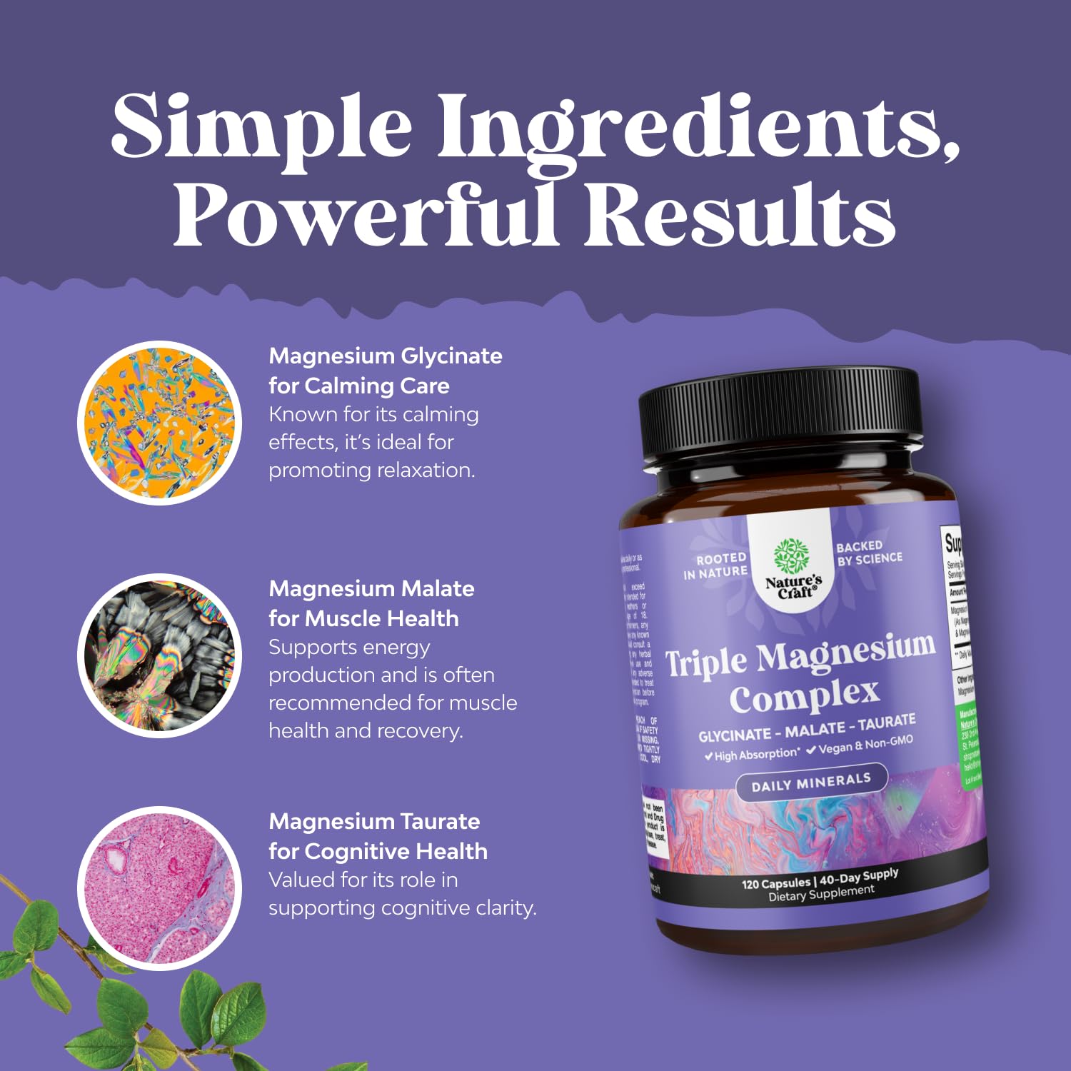 Foto 5 pulgar | Suplemento Natures Craft Triple Magnesio Complex 400 Mg - Venta Internacional.