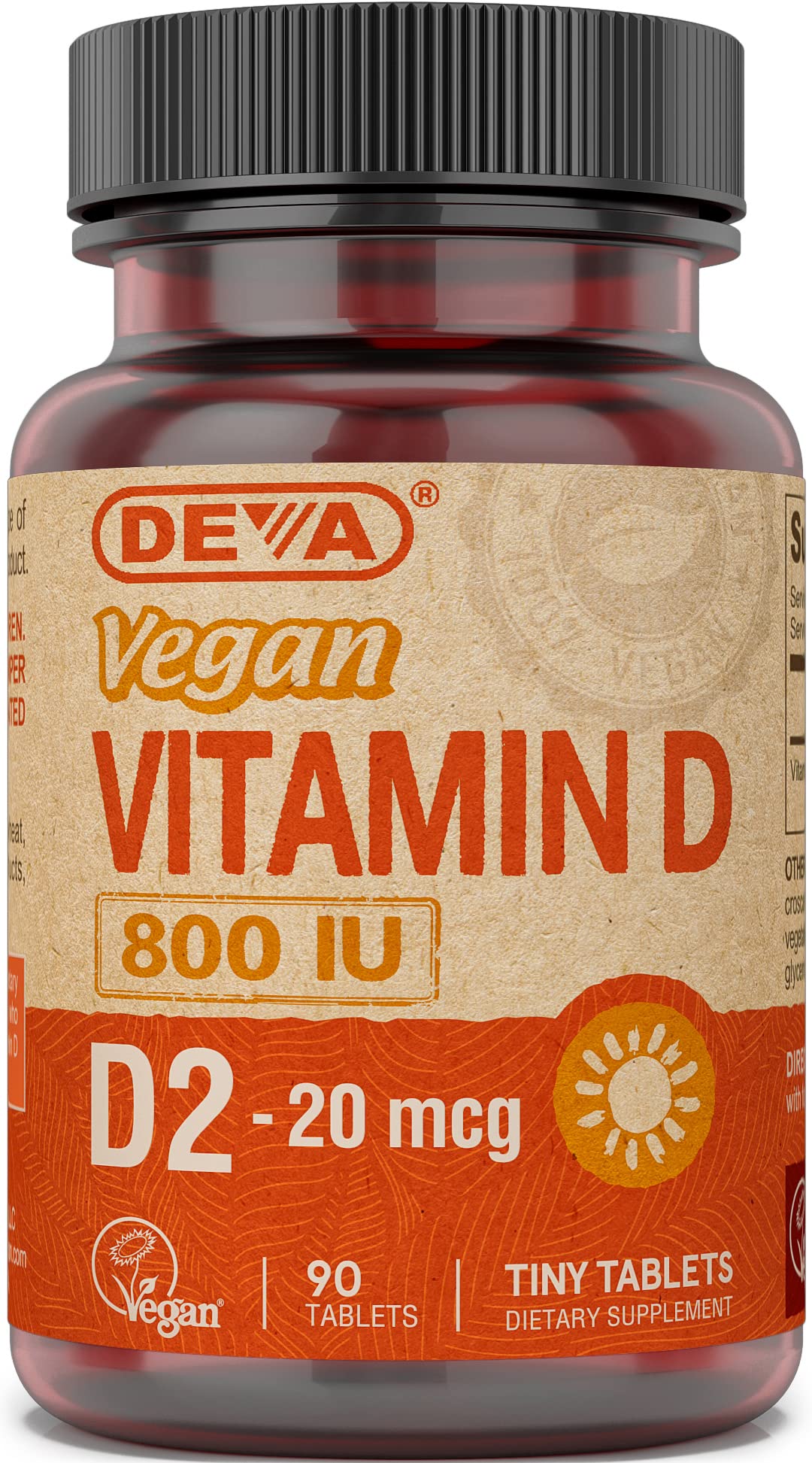 Foto 1 | Suplemento Deva Vegan Vitamina D2 800 Ui 90 Comprimidos - Venta Internacional.