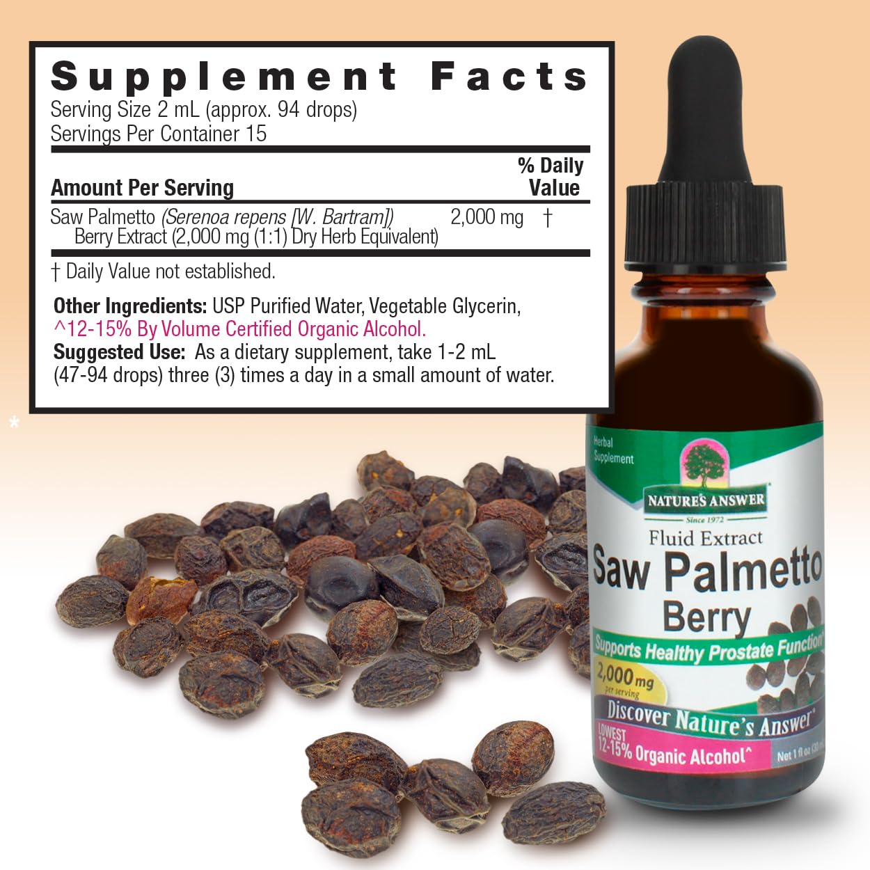Foto 5 pulgar | Suplemento Herbal Nature's Answer Saw Palmetto 30 Ml - Venta Internacional.