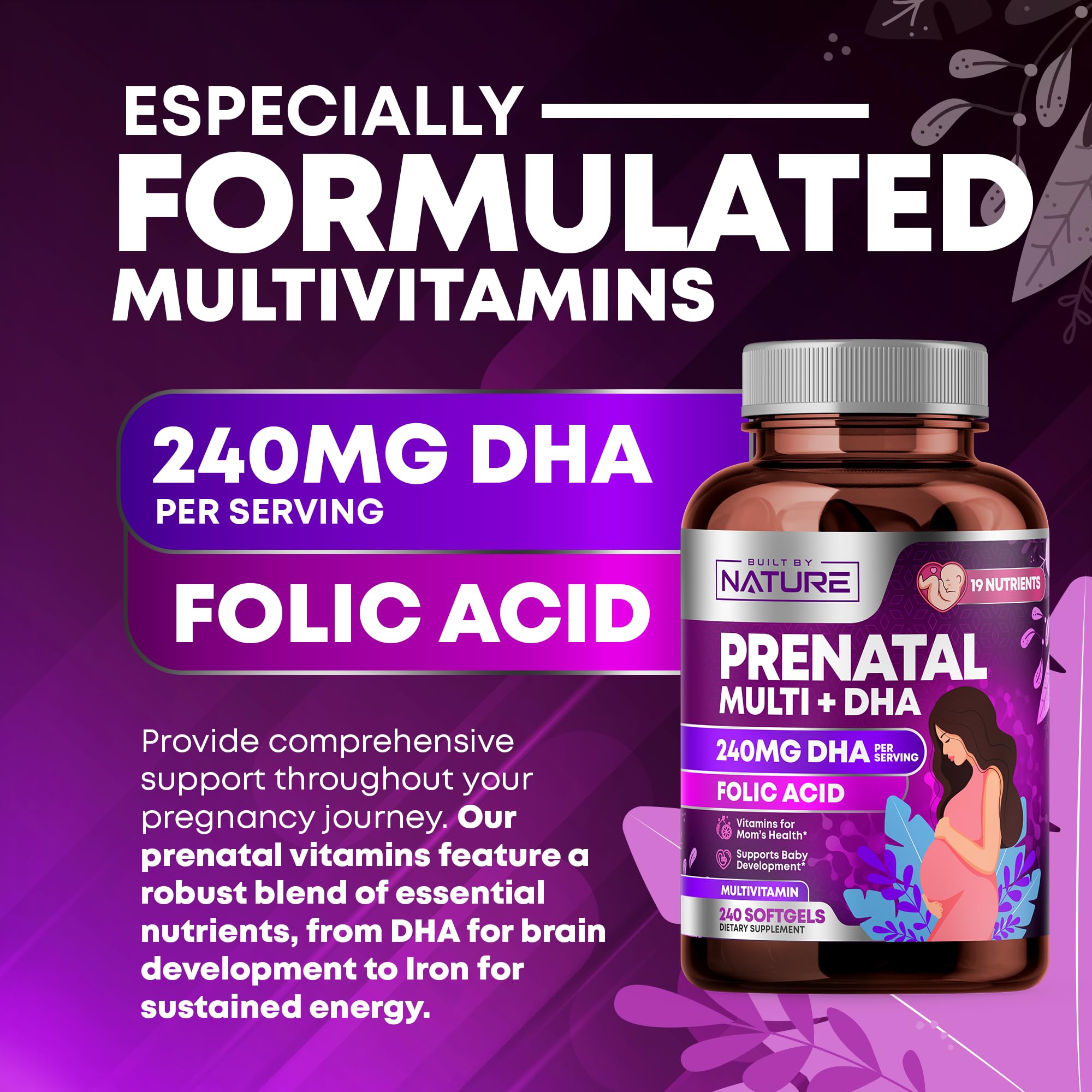 Foto 6 pulgar | Vitaminas Prenatales Elaboradas Por La Naturaleza Con Dha Y Ácido Fólico 240 Sof - Venta Internacional.