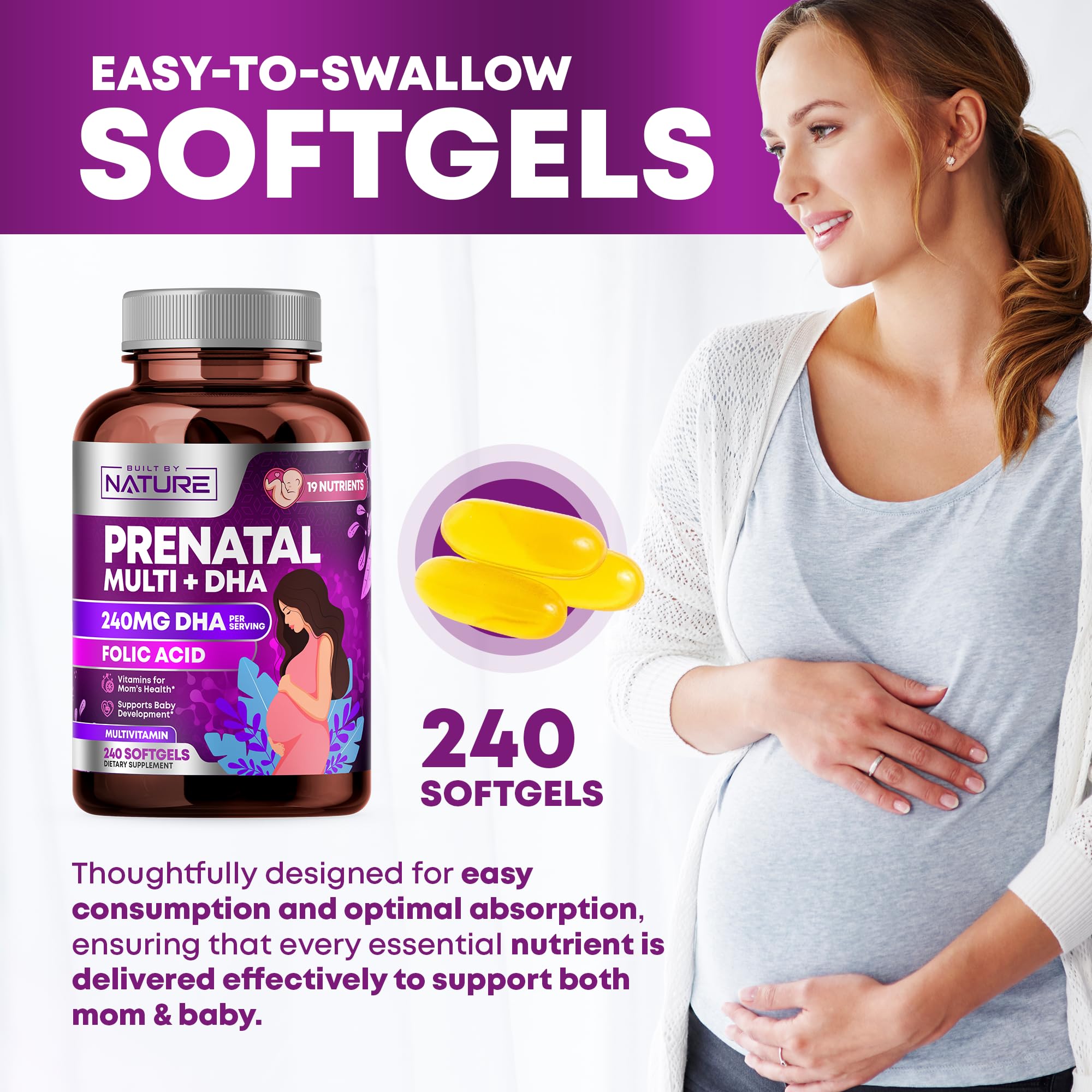Foto 8 pulgar | Vitaminas Prenatales Elaboradas Por La Naturaleza Con Dha Y Ácido Fólico 240 Sof - Venta Internacional.