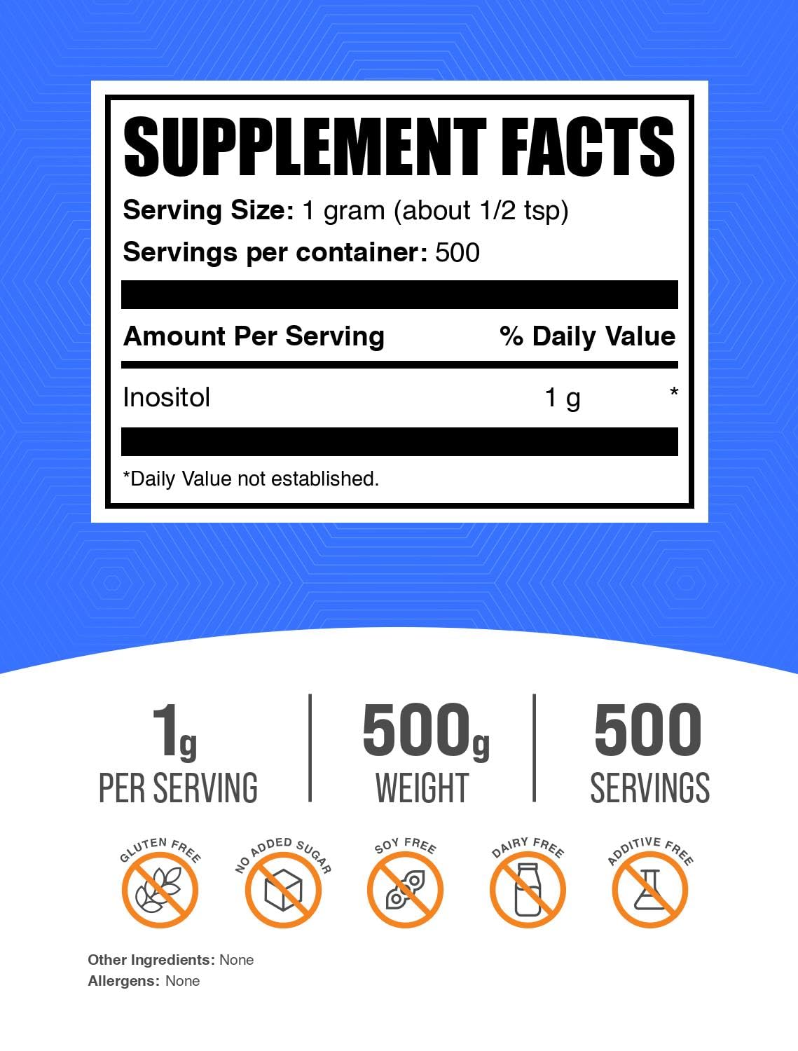 Foto 3 pulgar | Suplemento De Inositol Bulksupplements.com Inositol En Polvo 500 G - Venta Internacional.