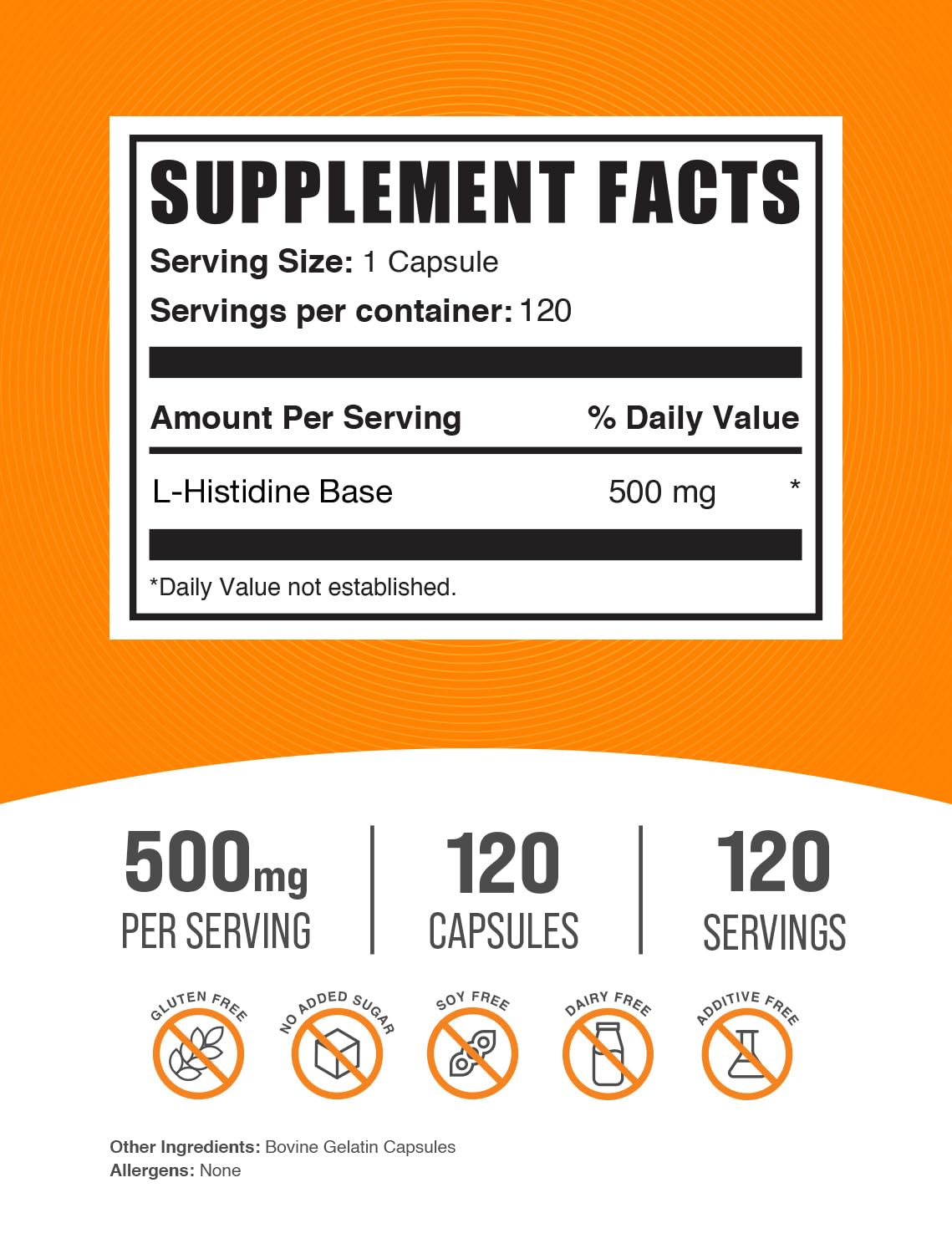 Foto 2 | Suplemento L-histidina Bulksupplements 120 Cápsulas - Venta Internacional