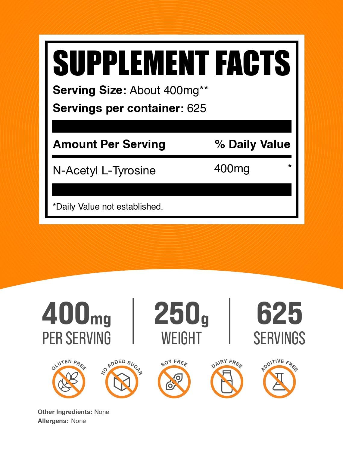 Foto 3 pulgar | Suplemento Bulksupplements.com N-Acetil L-Tirosina 250 g - Venta Internacional