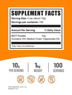 Foto 2 | Suplemento en Polvo MCT BulkSupplements Triglicéridos 1 k - Venta Internacional
