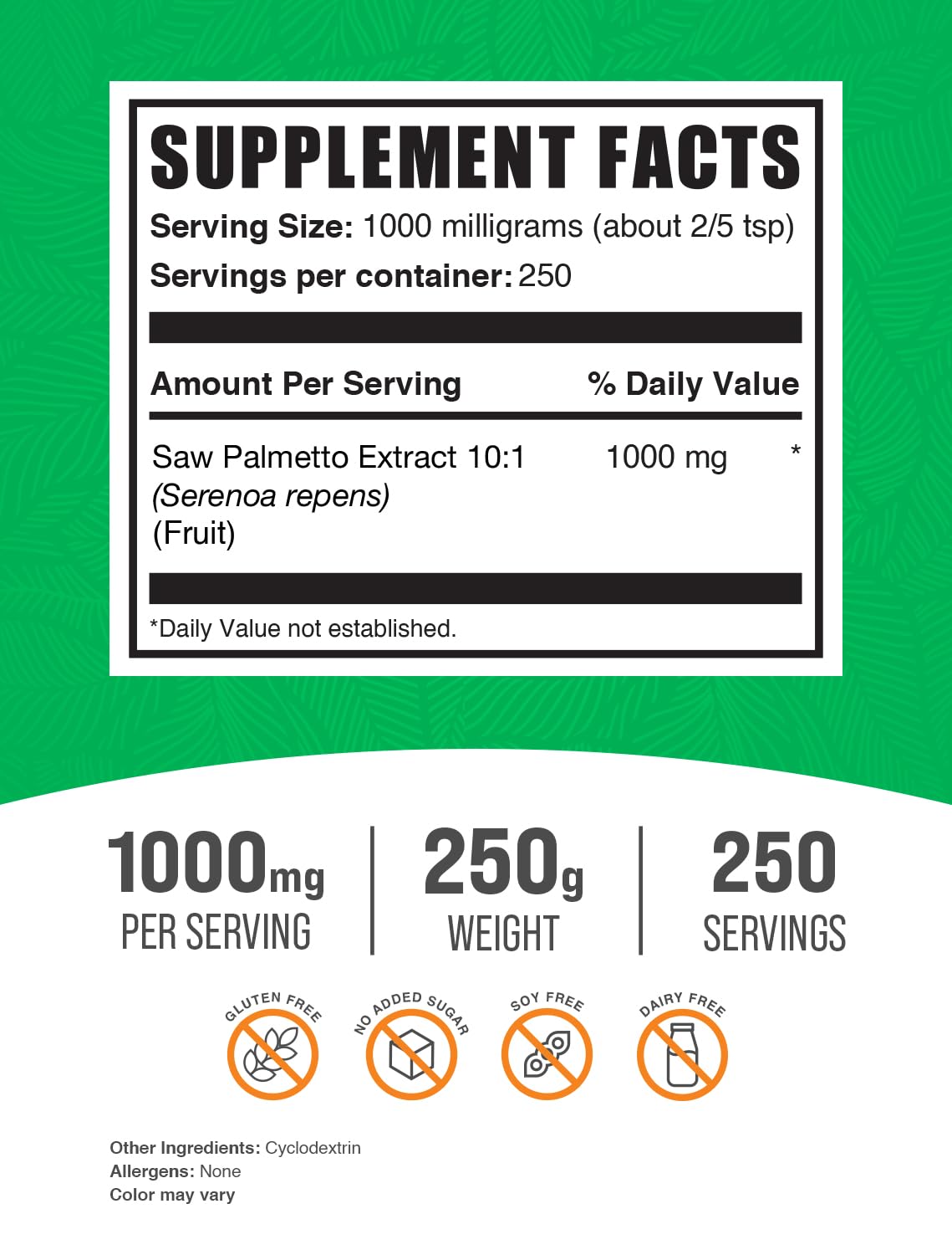 Foto 3 pulgar | Suplemento Extracto de Palma Bulksupplements 250 g - Venta Internacional