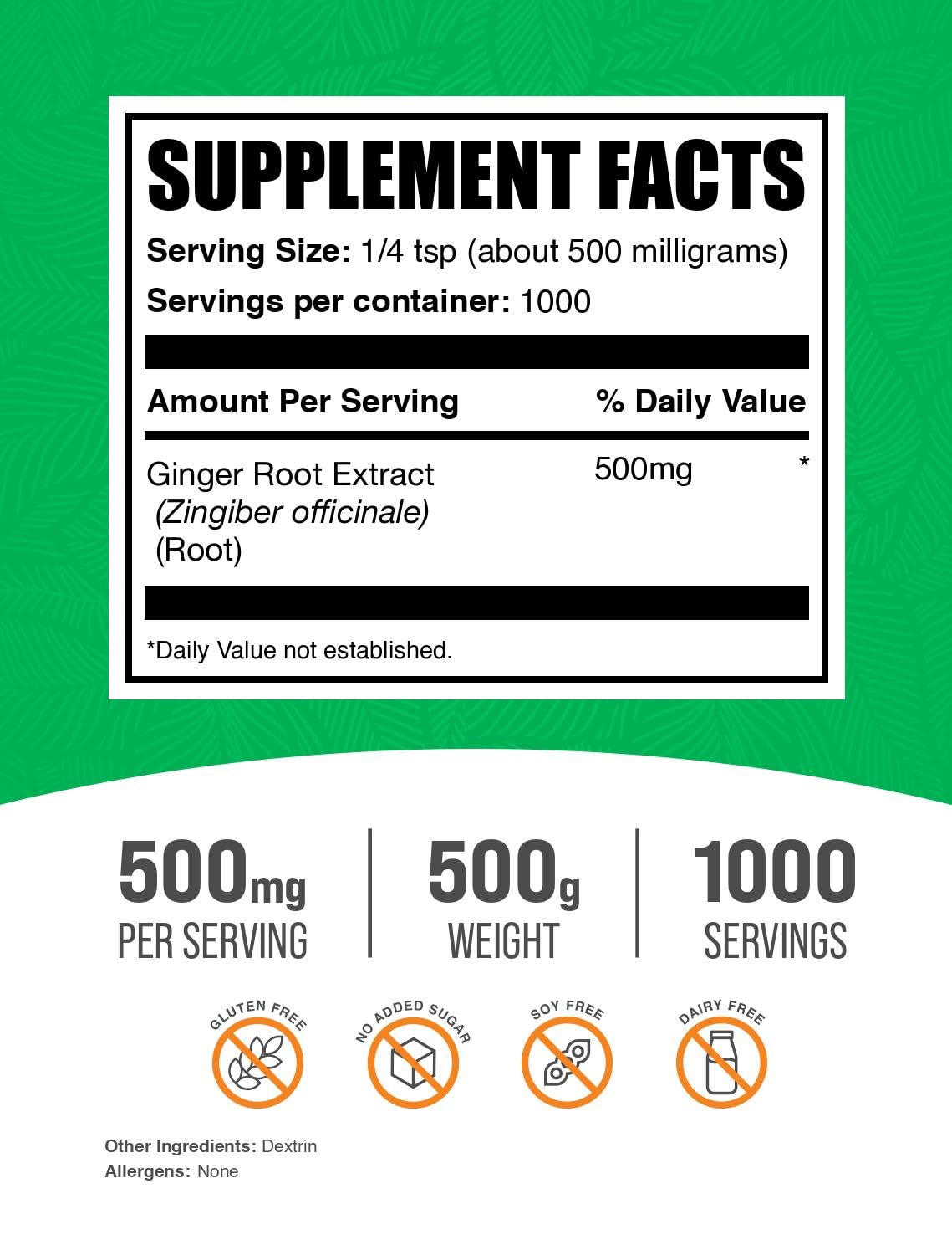 Foto 3 pulgar | Suplemento Bulksupplements.com Extracto de Raíz de Jengibre en Polvo 500 g - Venta Internacional