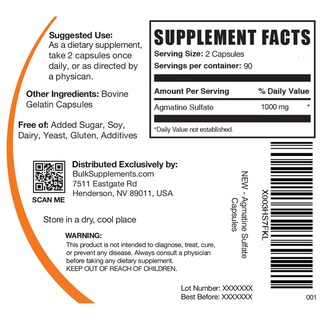 Foto 6 | Suplemento de Sulfato de Agmatina BulkSupplements 180 Cápsulas - Venta Internacional