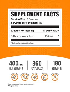 Foto 2 | Suplemento 5-HTP Bulksupplements 360 Capsulas - Venta Internacional
