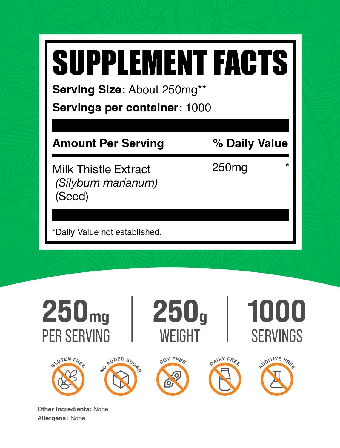 Foto 3 pulgar | Suplemento Bulksupplements.com Extracto de Cardo Mariano 250 g - Venta Internacional