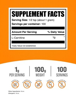 Foto 2 | Suplemento Bulksupplements.com L-carnitina En Polvo 100 G - Venta Internacional.