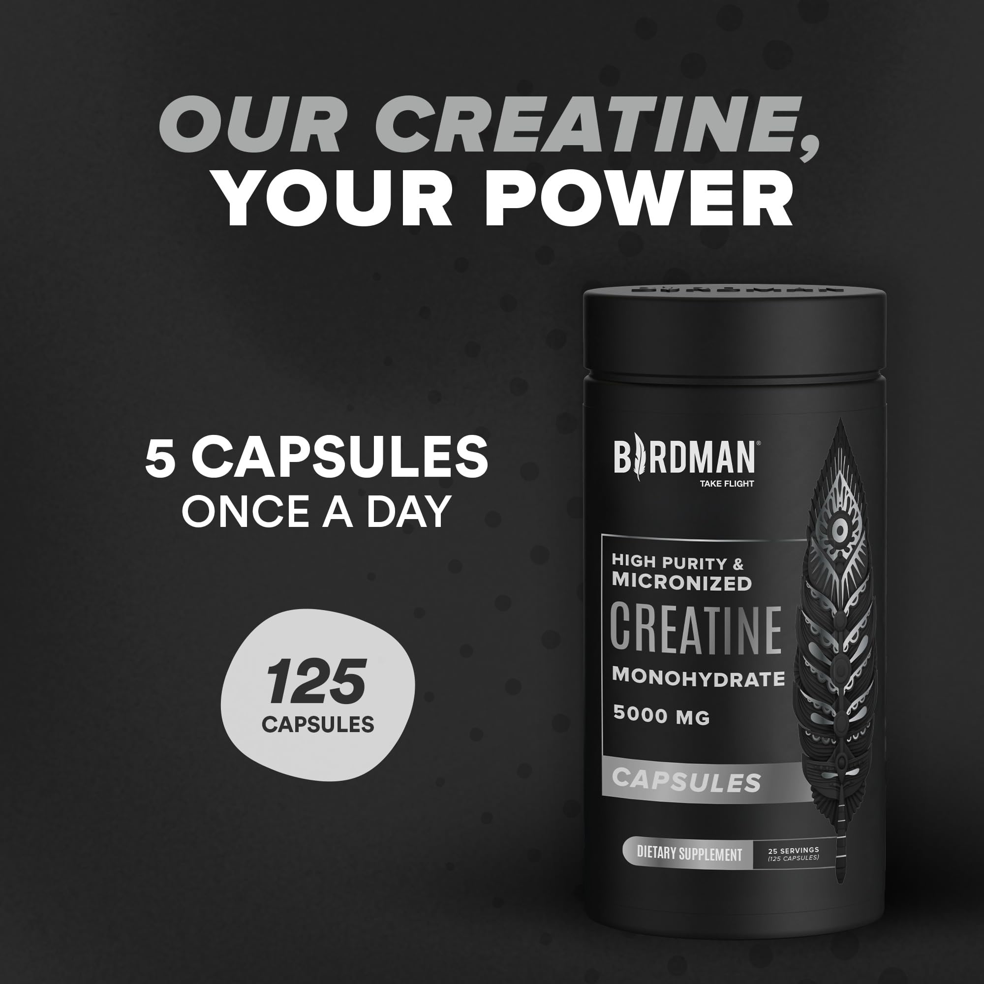 Foto 4 | Cápsulas de Monohidrato de Creatina Micronizadas Birdman 125 Cápsulas - Venta Internacional