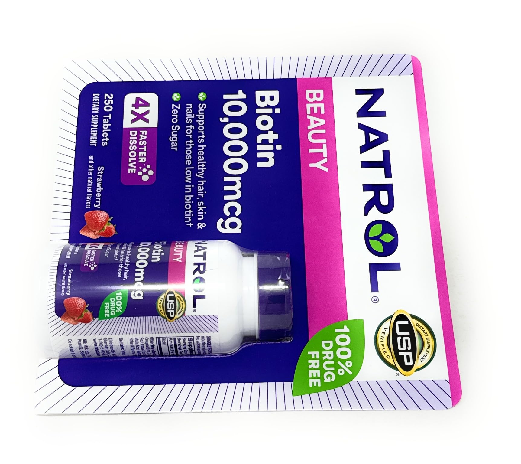 Foto 7 pulgar | Suplemento Natrol Biotina De 10.000 Mcg De Disolución Rápida Para 250 Tabletas - Venta Internacional.