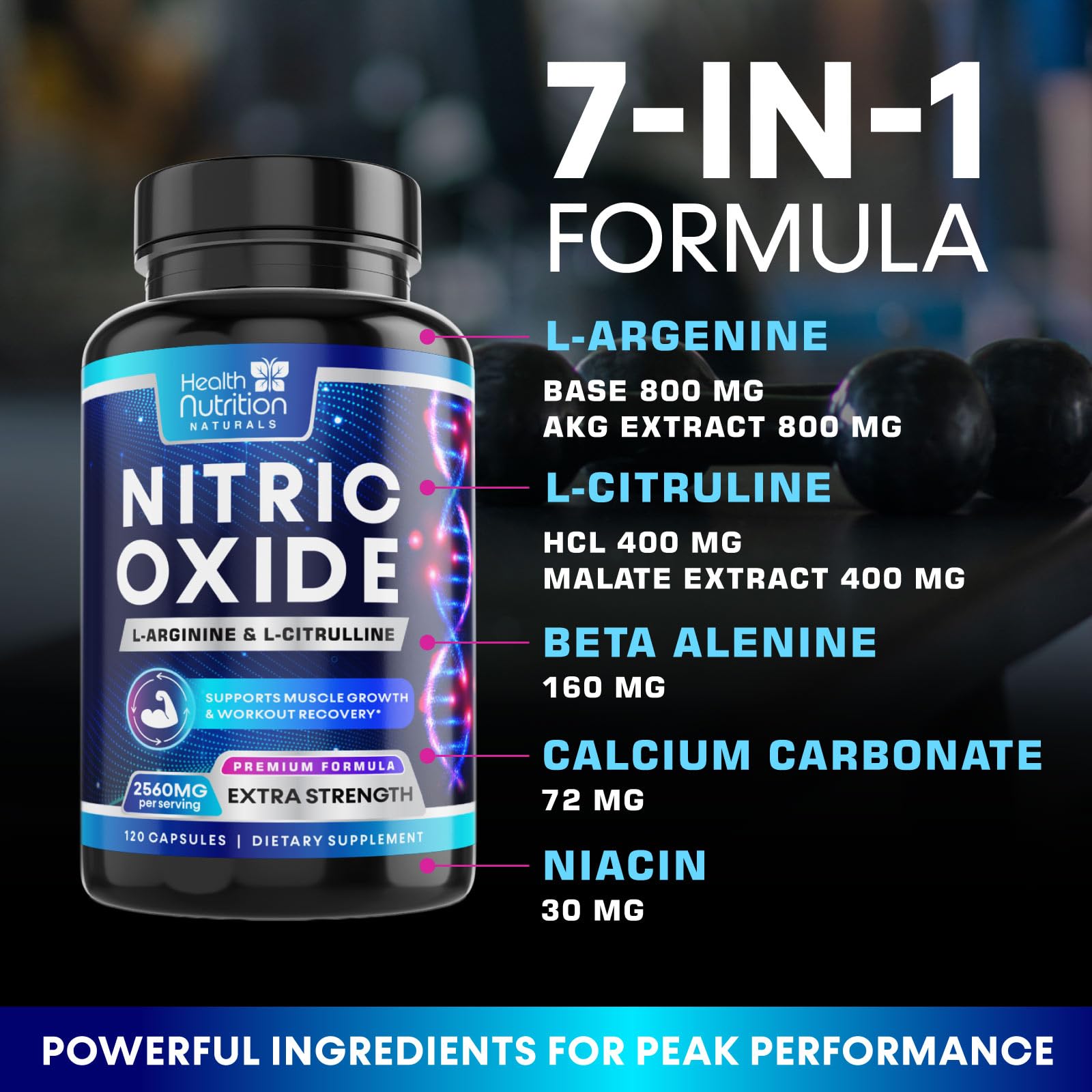 Foto 6 pulgar | Óxido Nítrico De Supplement Health Nutrition Naturals 120 Cápsulas - Venta Internacional