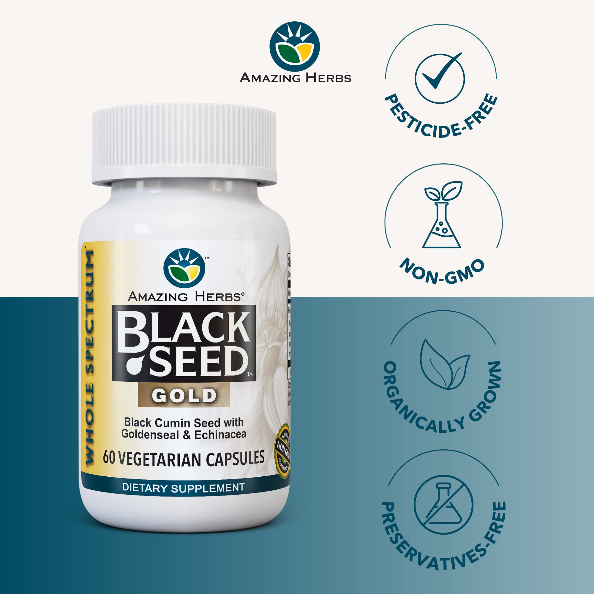 Foto 4 pulgar | Suplemento Amazing Herbs Whole Spectrum Black Seed Gold- Venta Internacional