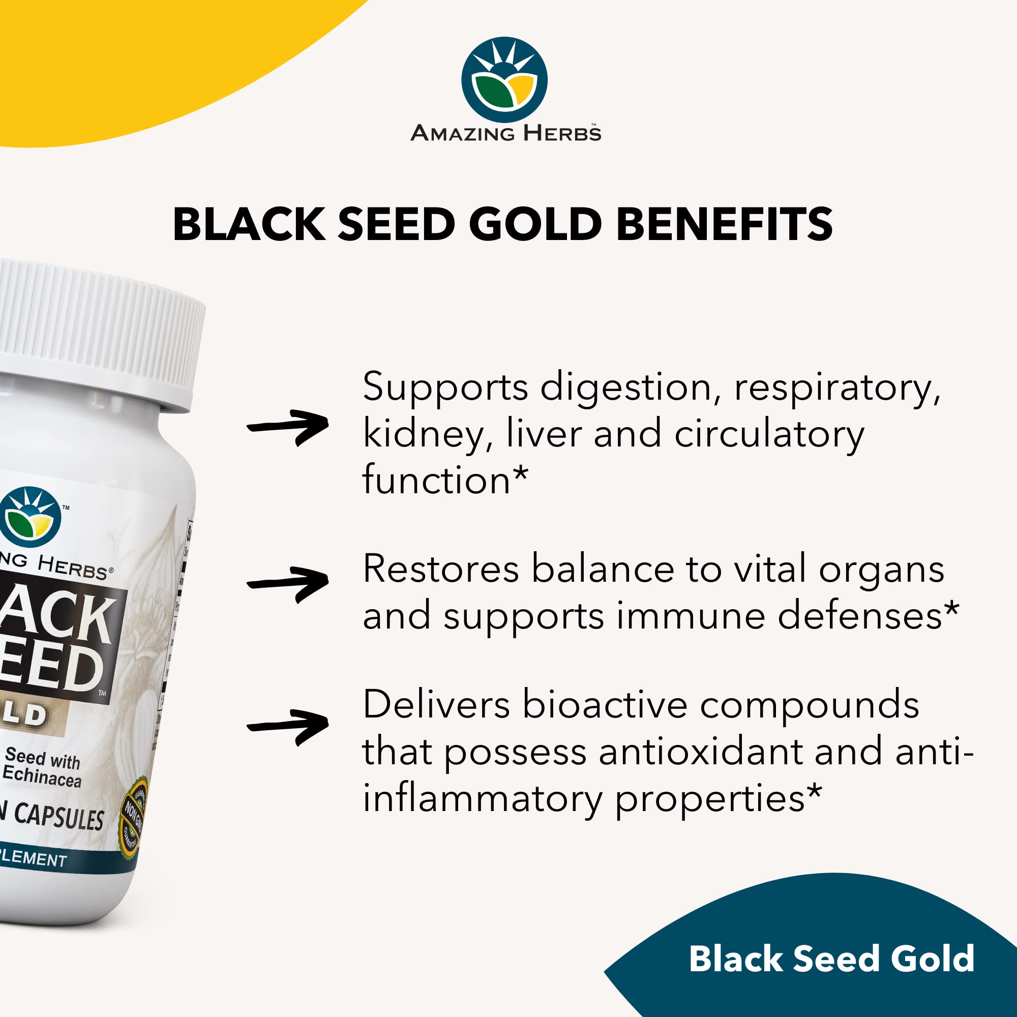 Foto 5 pulgar | Suplemento Amazing Herbs Whole Spectrum Black Seed Gold- Venta Internacional