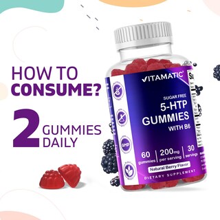 Foto 3 | Gomitas Vitamatic 5-htp Sin Azúcar 200 Mg Con B6 60 Unidades - Venta Internacional.