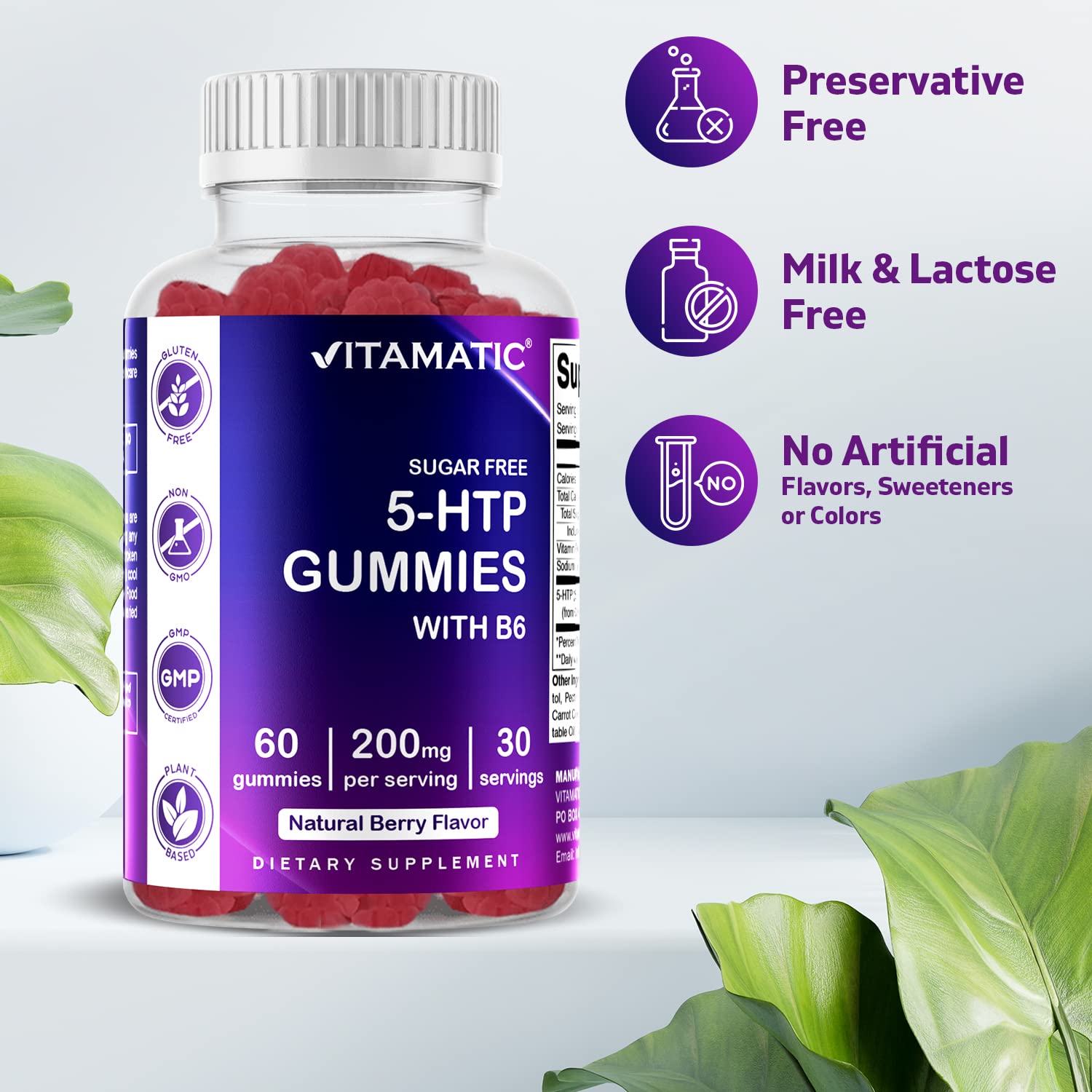 Foto 4 | Gomitas Vitamatic 5-htp Sin Azúcar 200 Mg Con B6 60 Unidades - Venta Internacional.