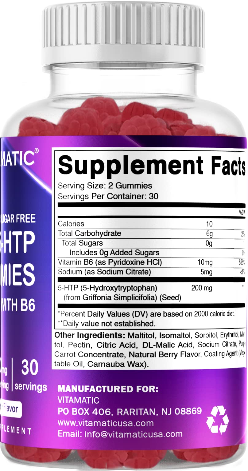 Foto 6 pulgar | Gomitas Vitamatic 5-htp Sin Azúcar 200 Mg Con B6 60 Unidades - Venta Internacional.