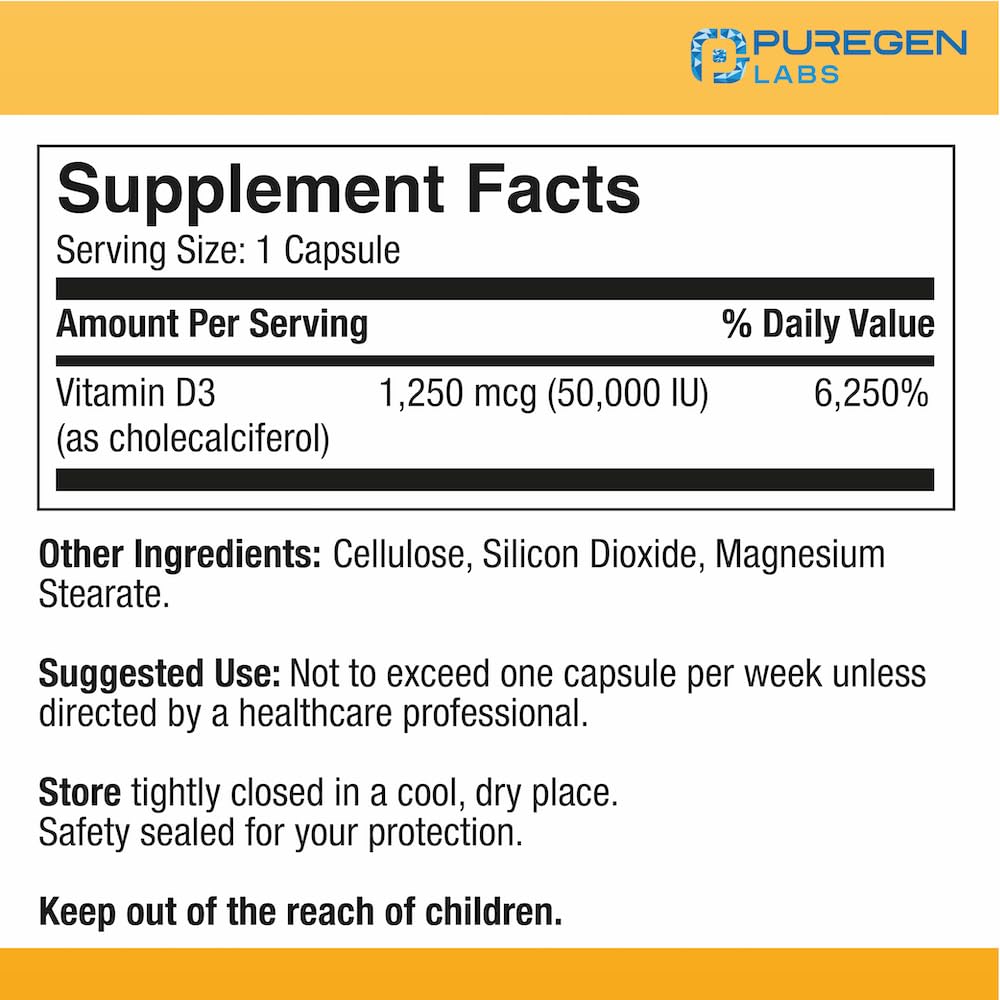 Foto 2 | Vitamina D3 P Puregen Labs 100 Cápsulas-Venta Internacional