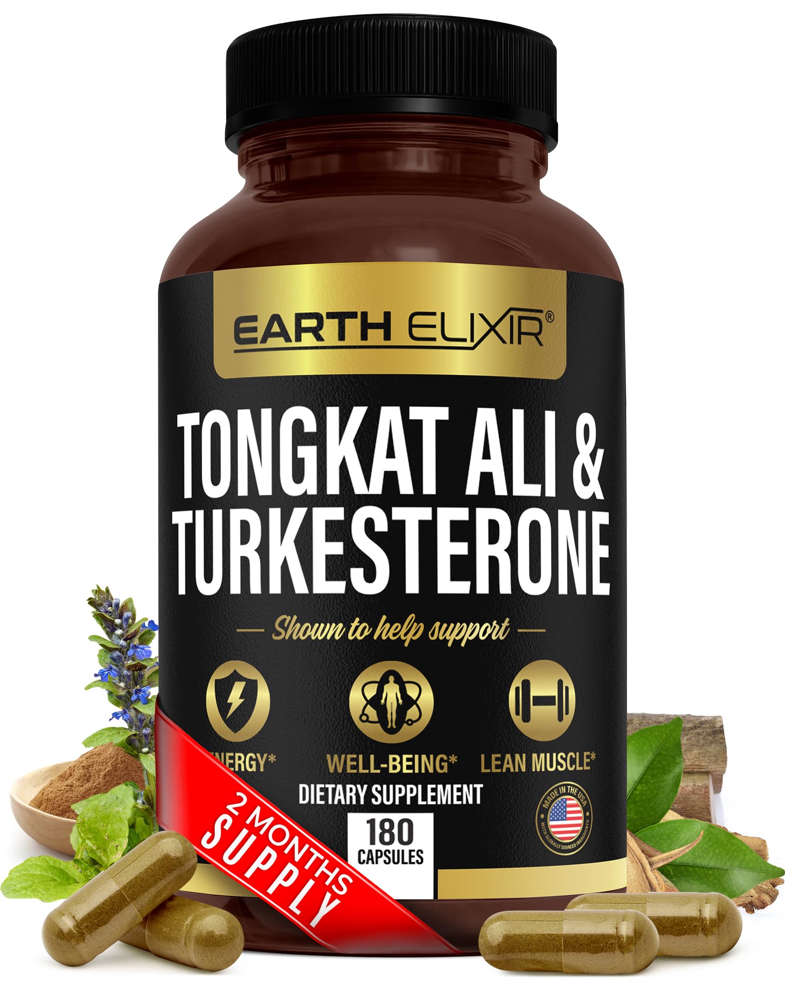 Foto 1 | Suplemento Earth Elixir Turkesterone Tongkat Ali 180 Cápsulas - Venta Internacional.