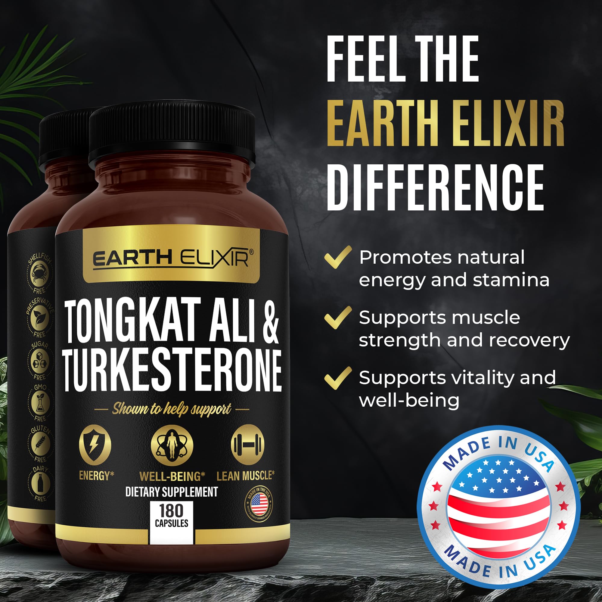 Foto 5 pulgar | Suplemento Earth Elixir Turkesterone Tongkat Ali 180 Cápsulas - Venta Internacional.
