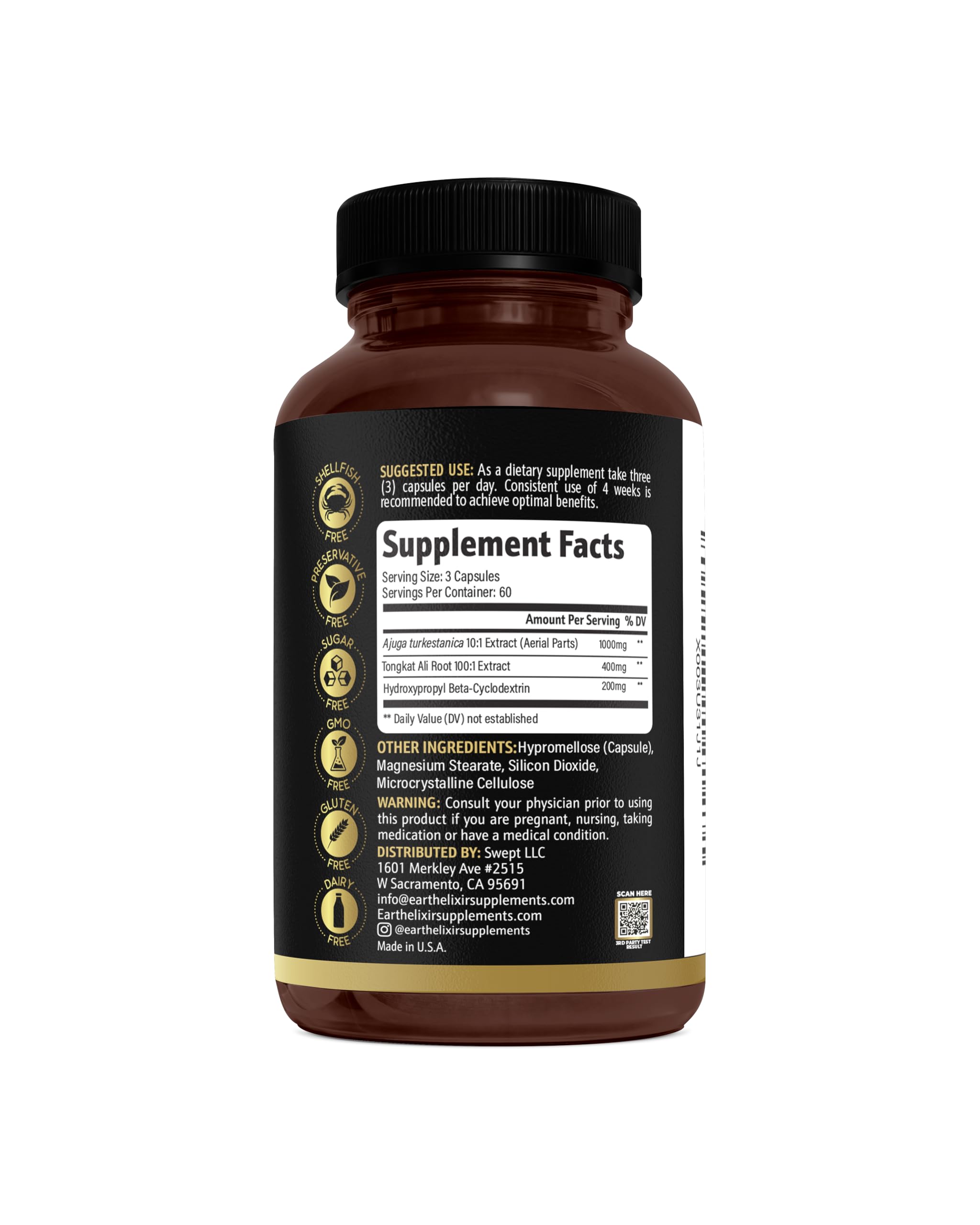 Foto 7 | Suplemento Earth Elixir Turkesterone Tongkat Ali 180 Cápsulas - Venta Internacional.