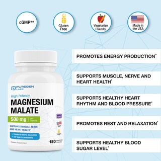 Foto 3 | Malato De Magnesio P Puregen Labs 180 Cápsulas-Venta Internacional