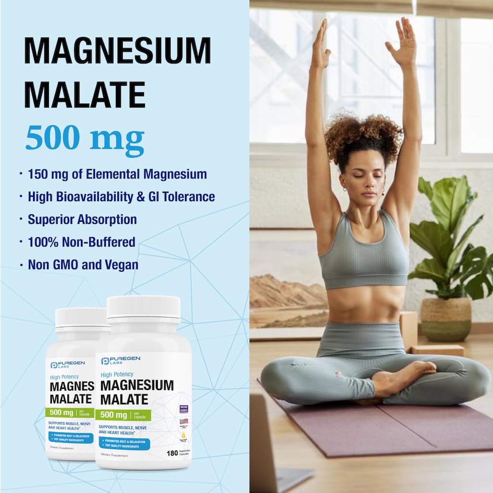 Foto 5 pulgar | Malato De Magnesio P Puregen Labs 180 Cápsulas-Venta Internacional