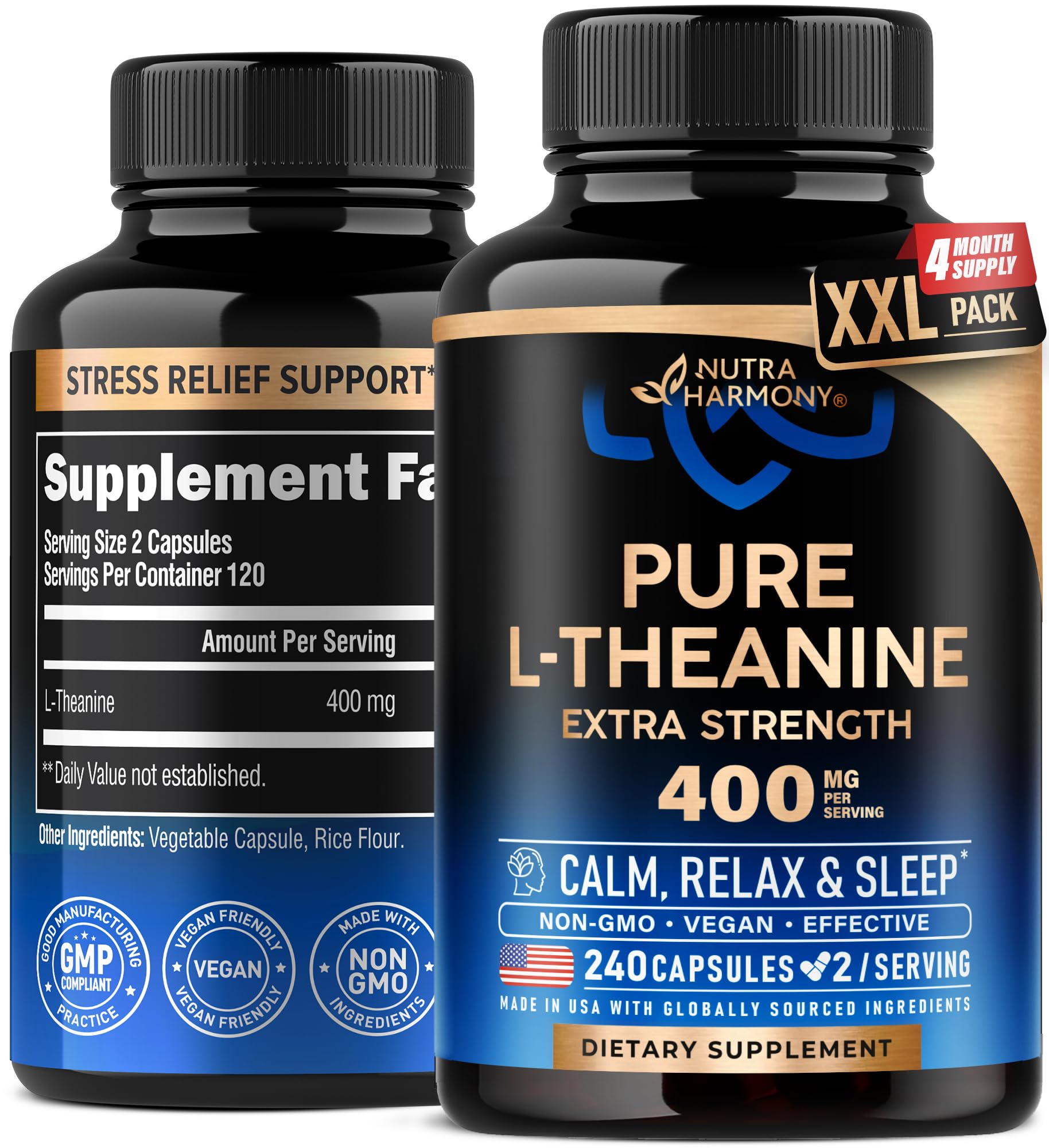 Foto 2 pulgar | Suplemento Nutraharmony L-teanina 400 Mg Para Aliviar El Estrés 240 Cápsulas - Venta Internacional.