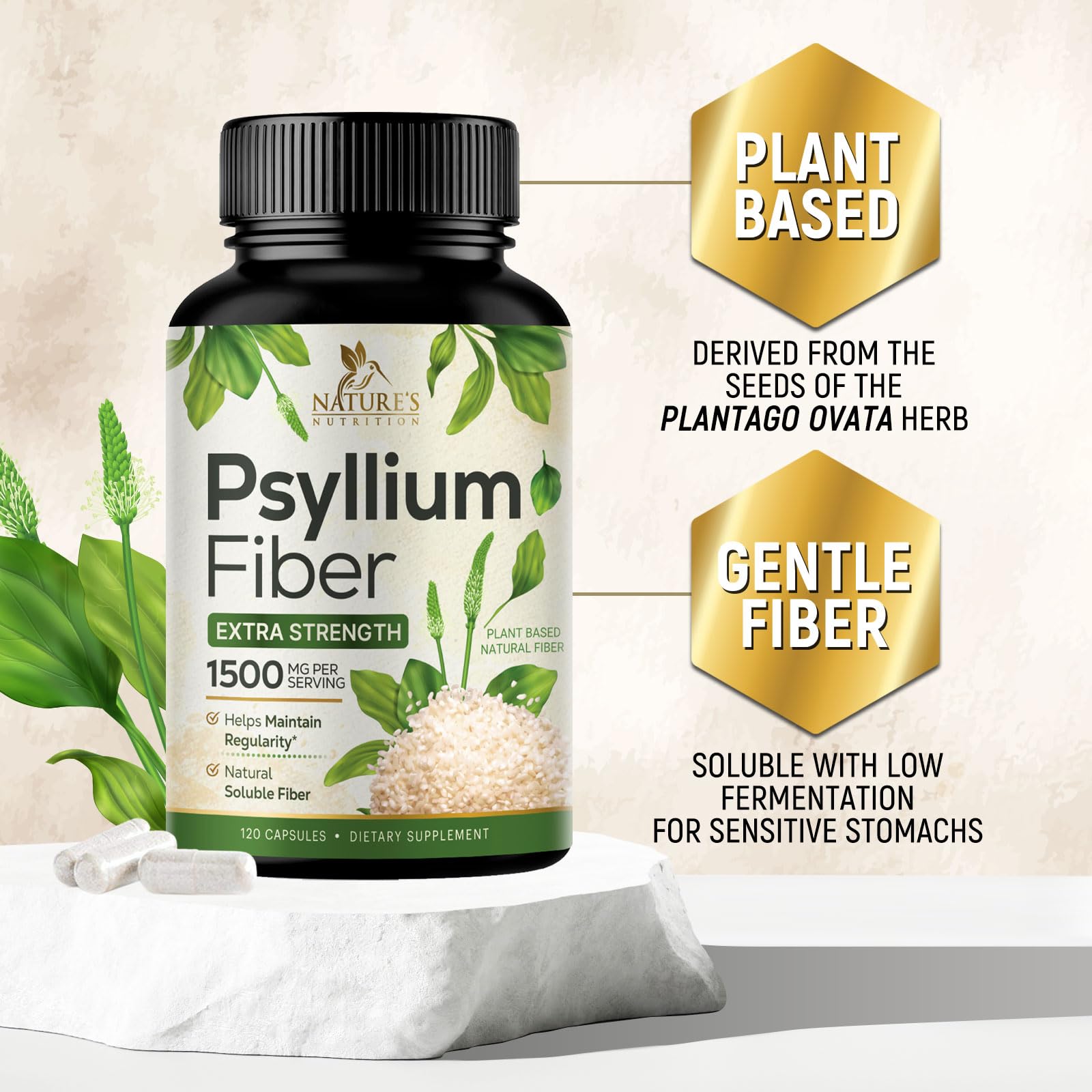 Foto 4 pulgar | Fibra De Cáscara De Psyllium Nature's Nutrition 120 Cápsulas-Venta Internacional