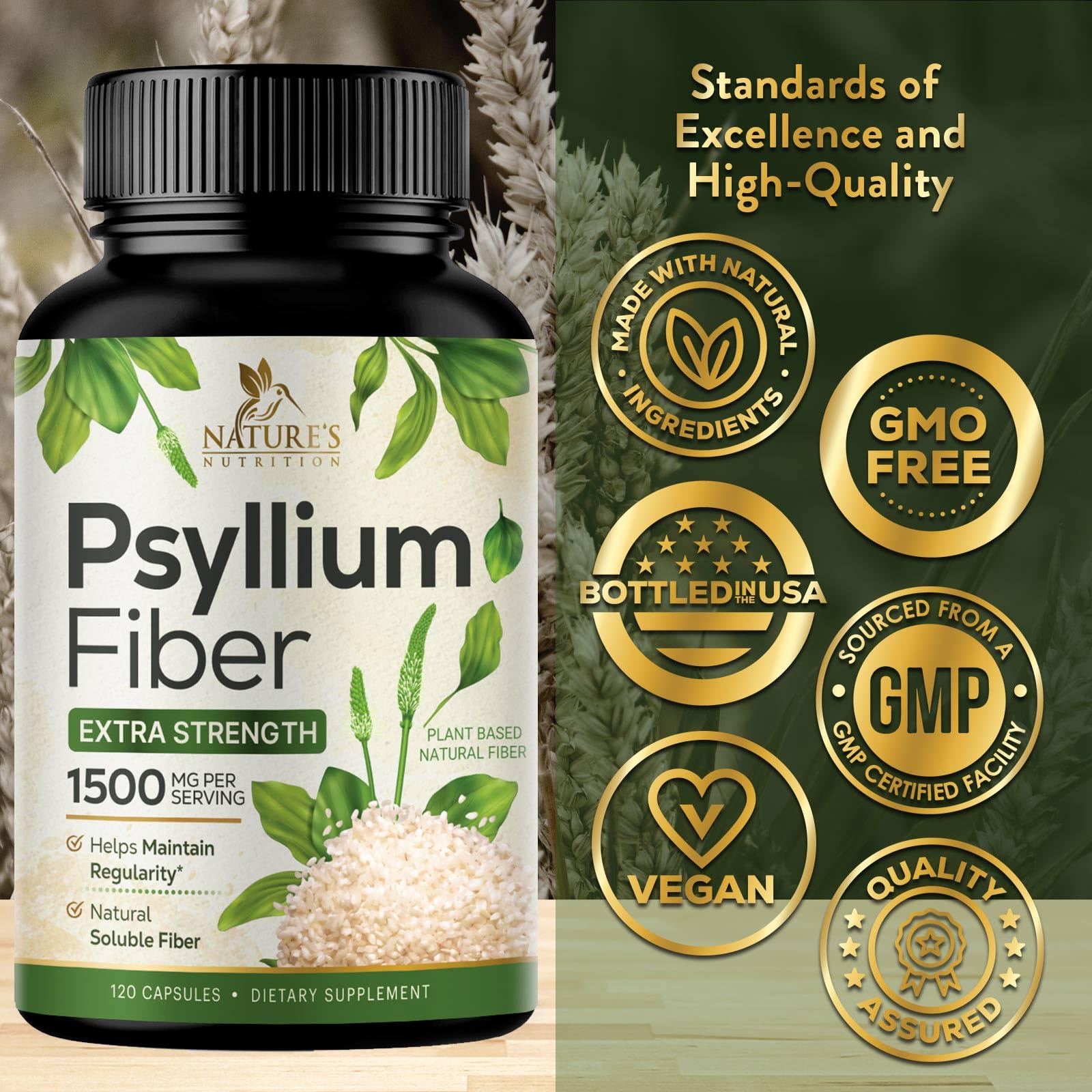 Foto 5 pulgar | Fibra De Cáscara De Psyllium Nature's Nutrition 120 Cápsulas-Venta Internacional
