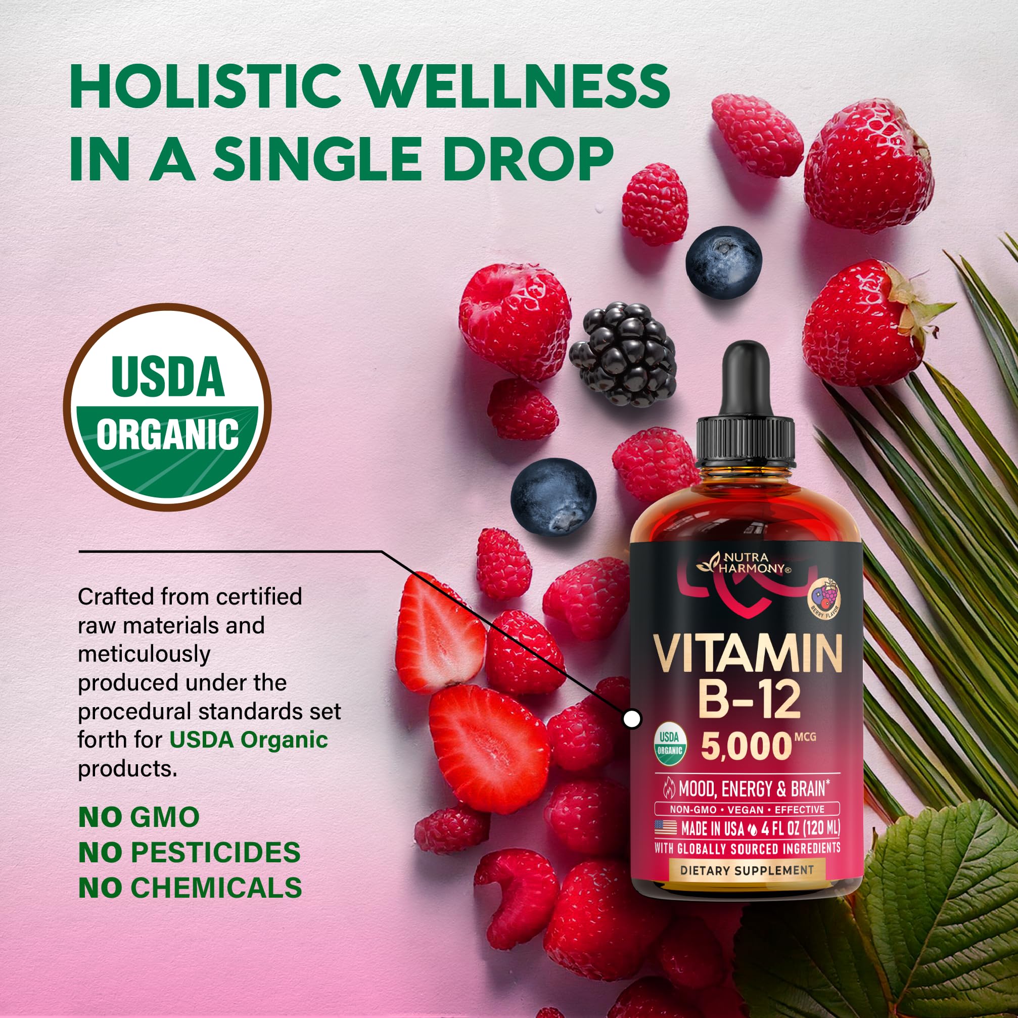 Foto 4 pulgar | Suplemento Nutraharmony De Vitamina B12 En Gotas Sublinguales De 5000 Mcg - Venta Internacional.