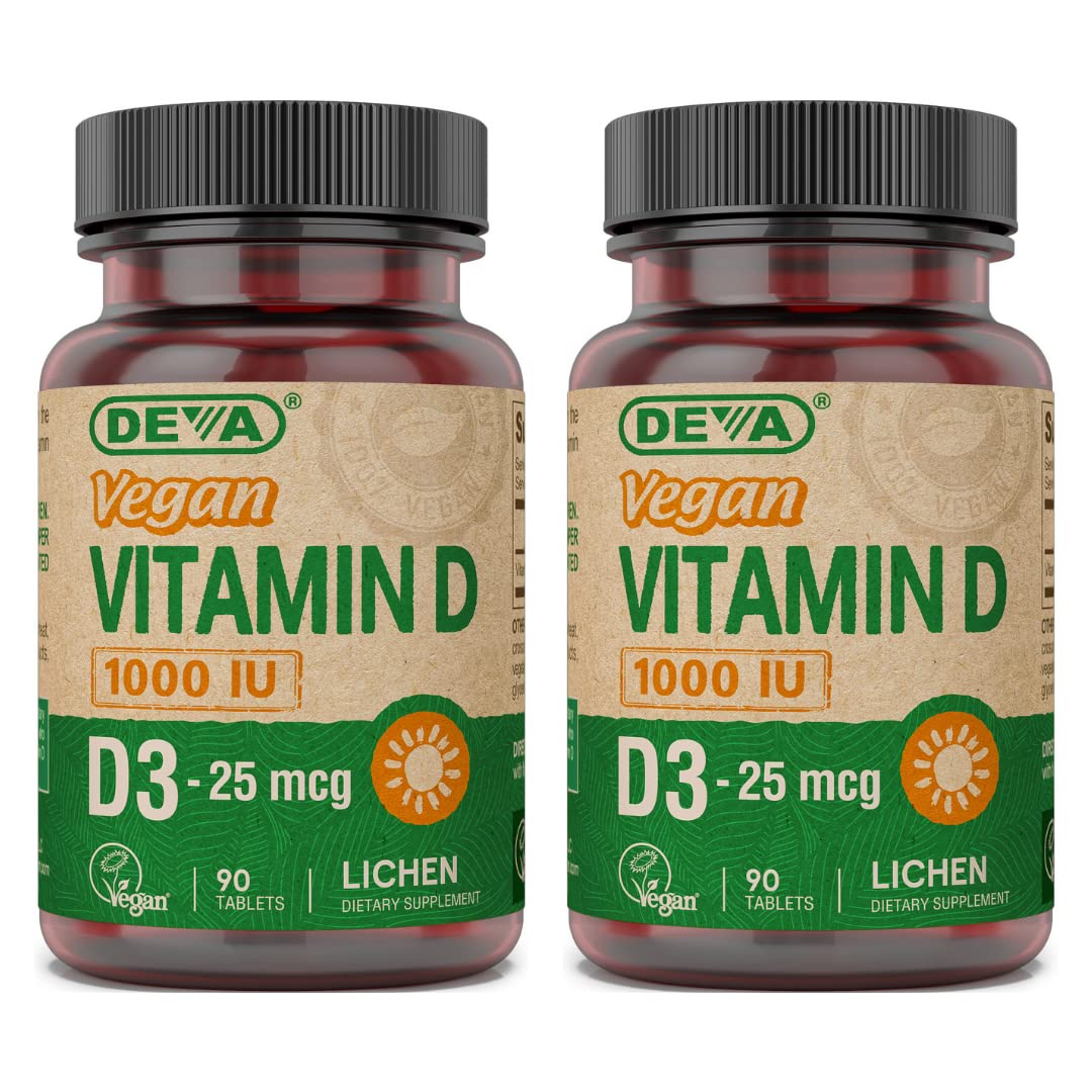 Foto 1 | Suplemento De Vitamina D3 Vegana Deva, 1000 Ui, 90 Comprimidos, Paquete De 2 - Venta Internacional.