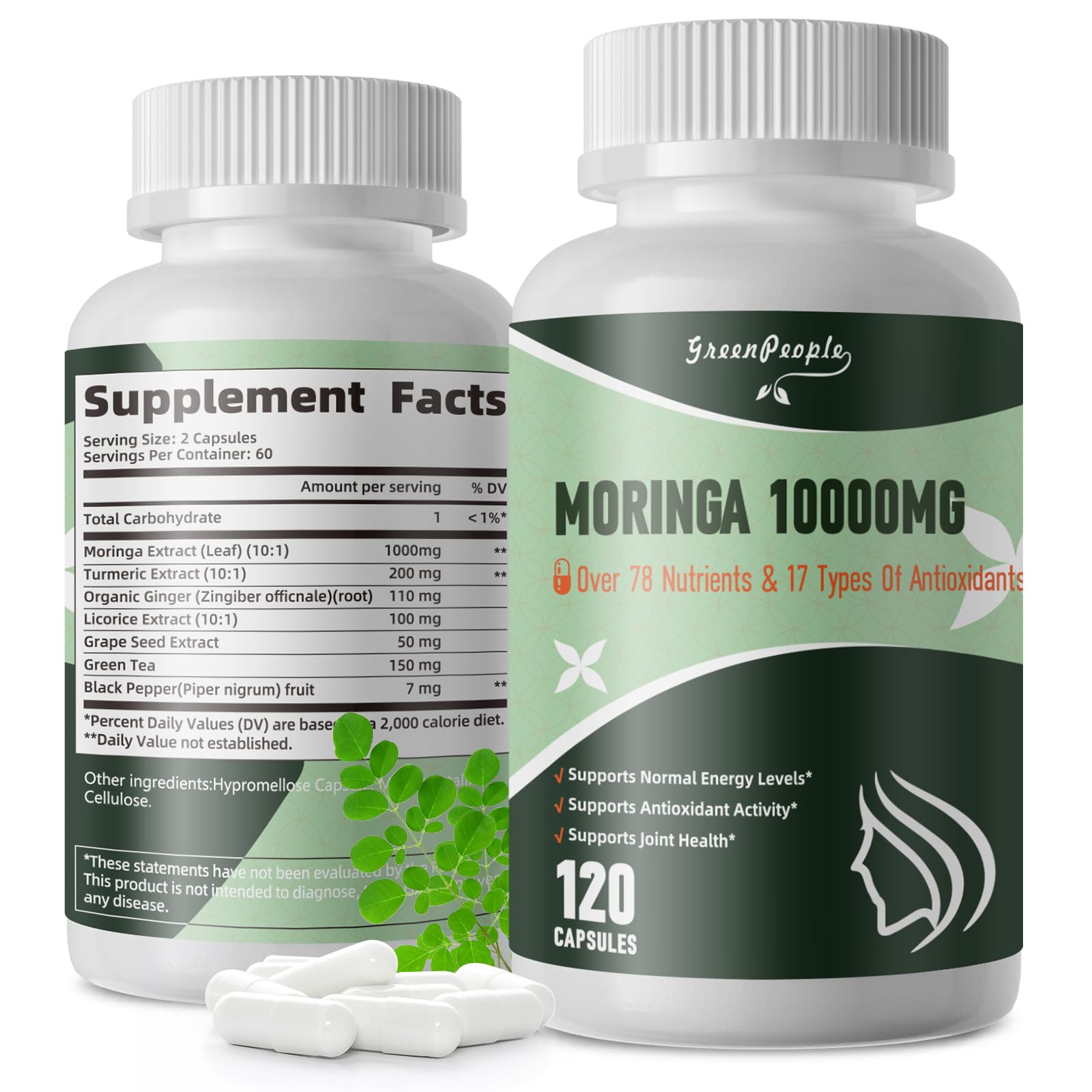 Foto 3 pulgar | Suplemento Greenpeople Moringa En Cápsulas 1000 Mg 120 Piezas - Venta Internacional.