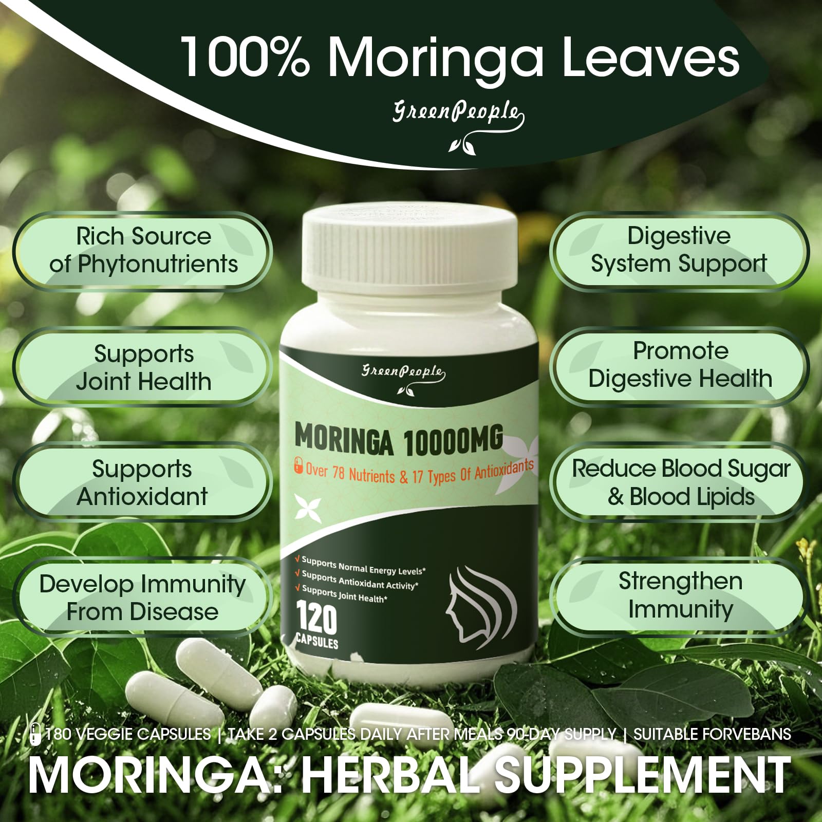 Foto 4 pulgar | Suplemento Greenpeople Moringa En Cápsulas 1000 Mg 120 Piezas - Venta Internacional.