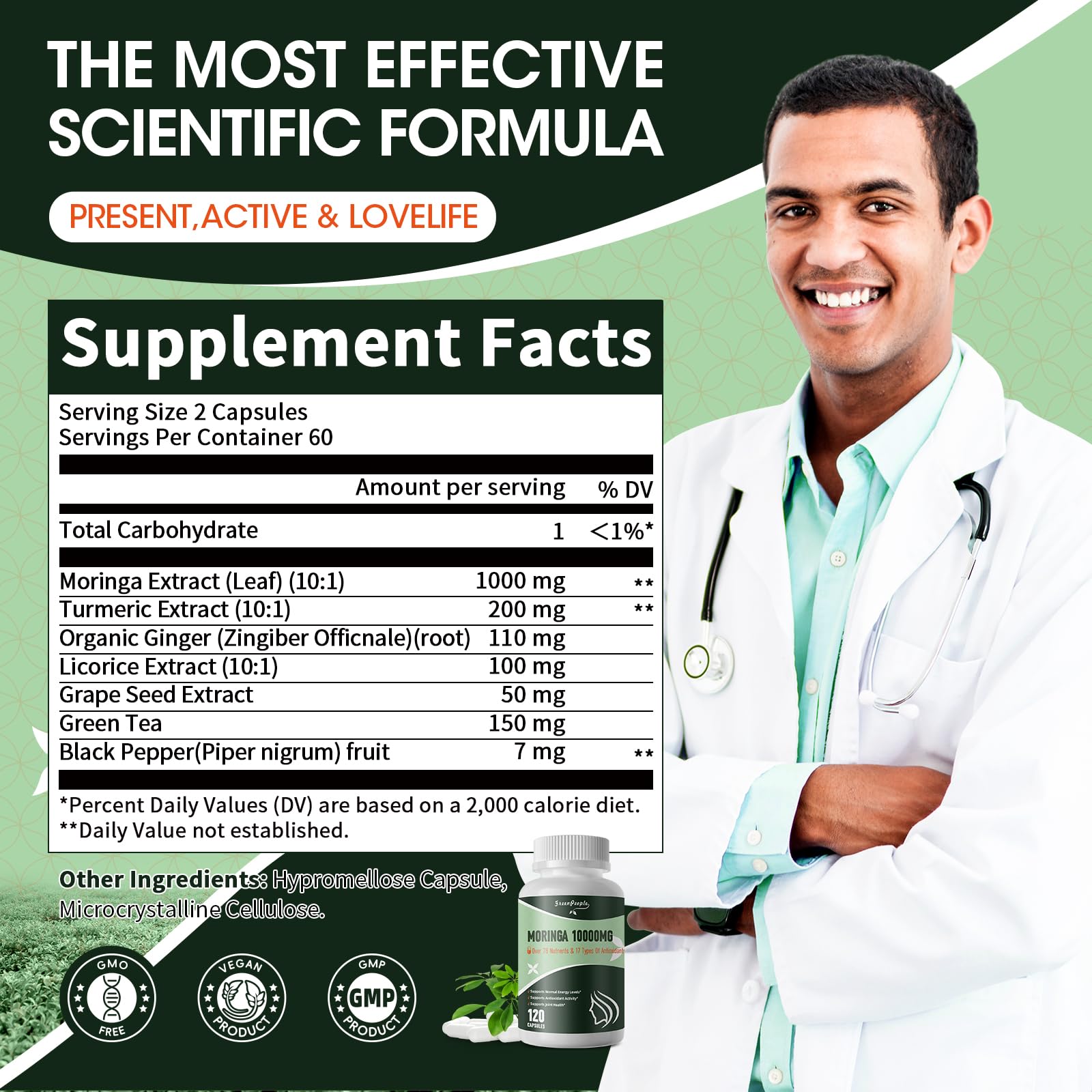 Foto 6 pulgar | Suplemento Greenpeople Moringa En Cápsulas 1000 Mg 120 Piezas - Venta Internacional.