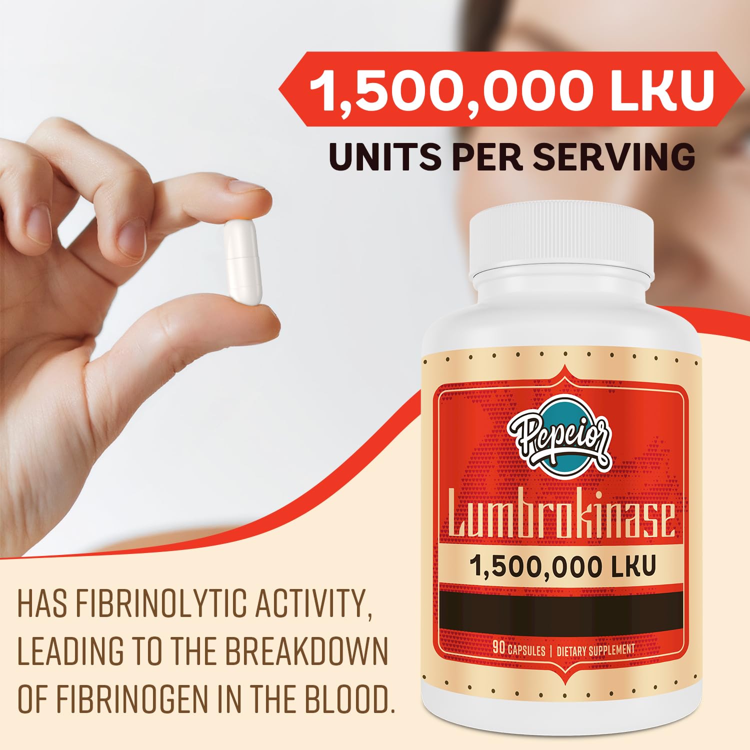Foto 4 pulgar | Suplemento Perior De Lumbroquinasa 200 Mg (1 500 000 Ku) 90 Cápsulas - Venta Internacional.