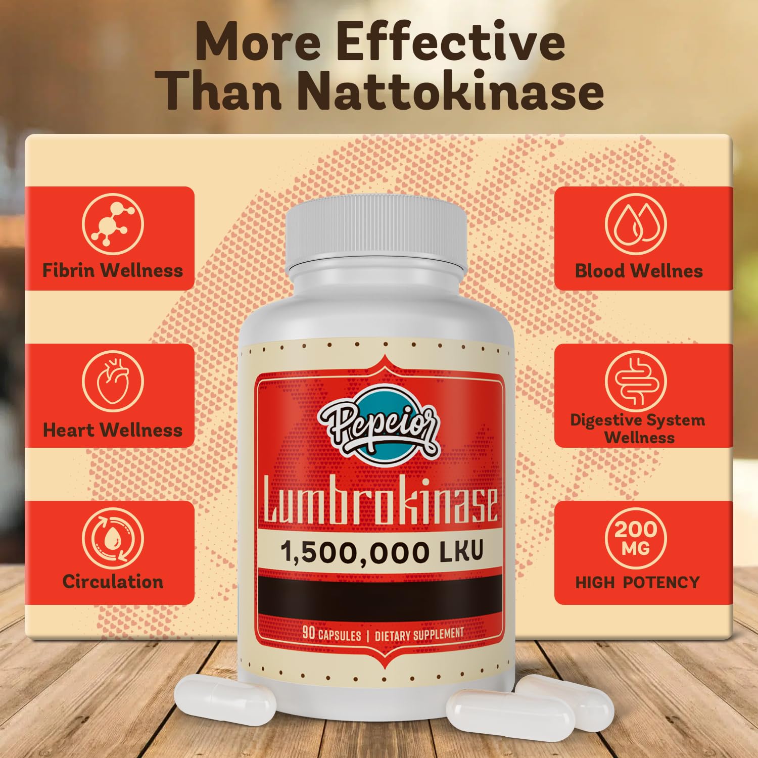 Foto 6 | Suplemento Perior De Lumbroquinasa 200 Mg (1 500 000 Ku) 90 Cápsulas - Venta Internacional.