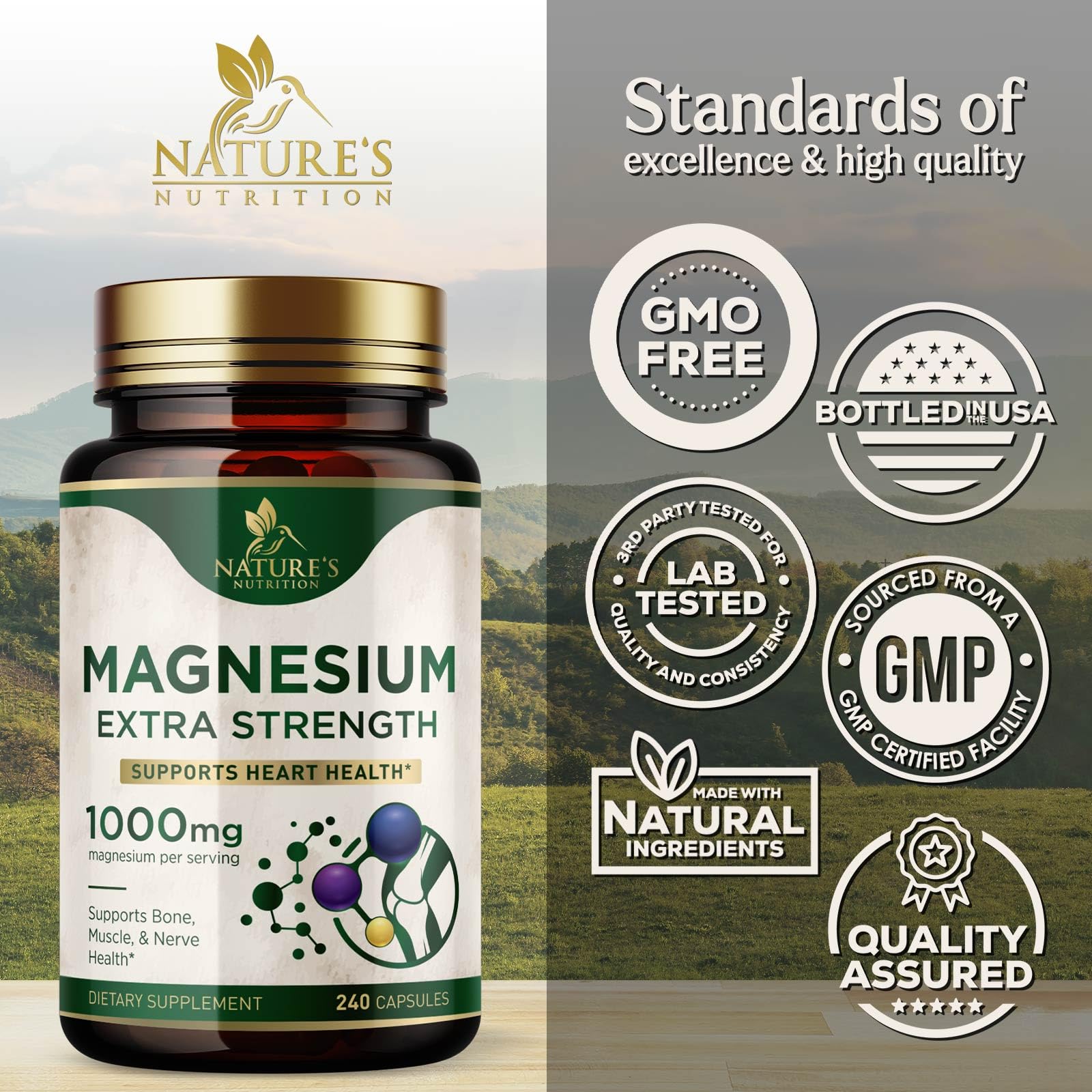 Foto 5 pulgar | Suplemento De Magnesio Nature's Nutrition 1000 Mg 240 Cápsulas - Venta Internacional.